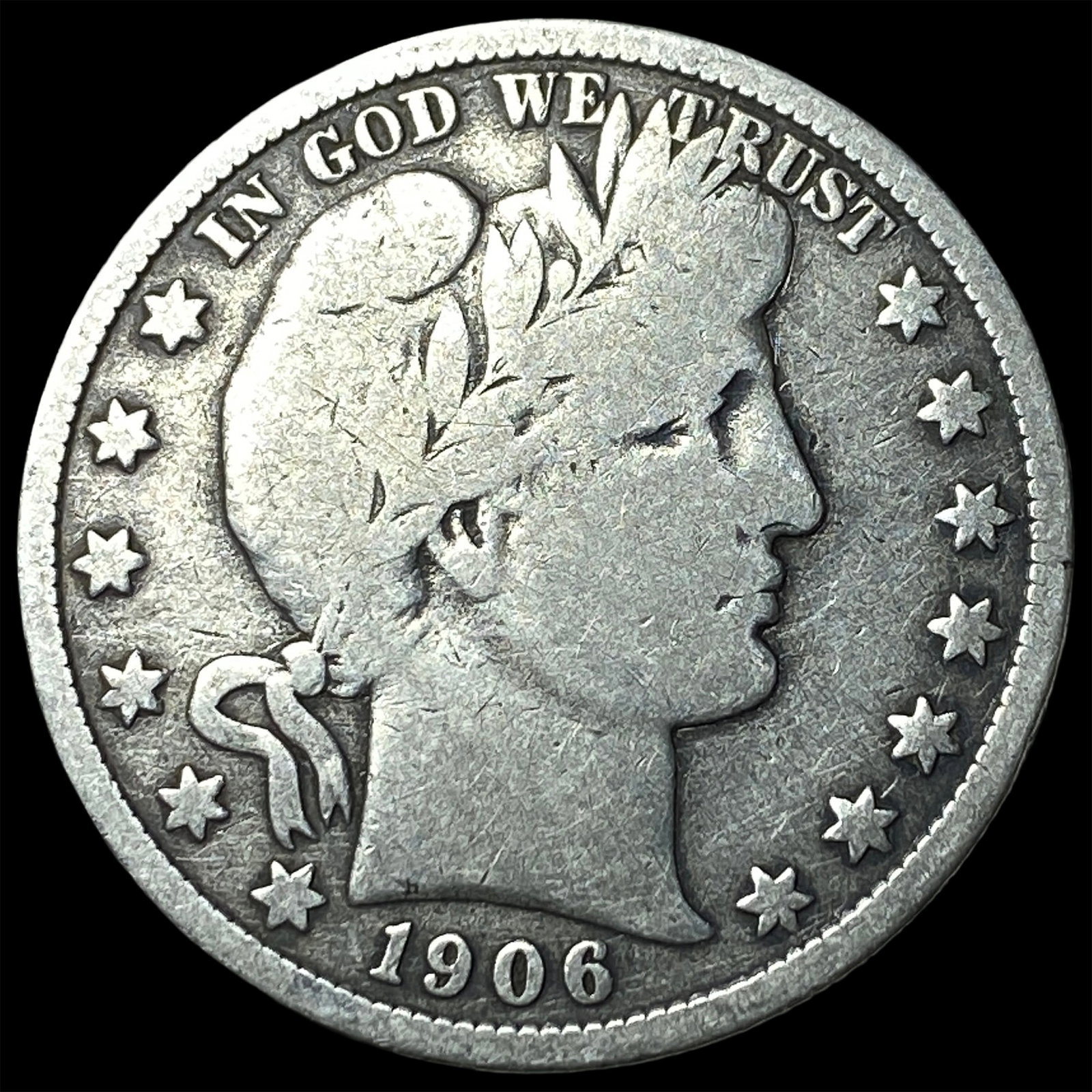 1906-D Silver Barber Half Dollar NICELY CIRCULATED: 1906-D Silver Barber Half Dollar NICELY CIRCULATED