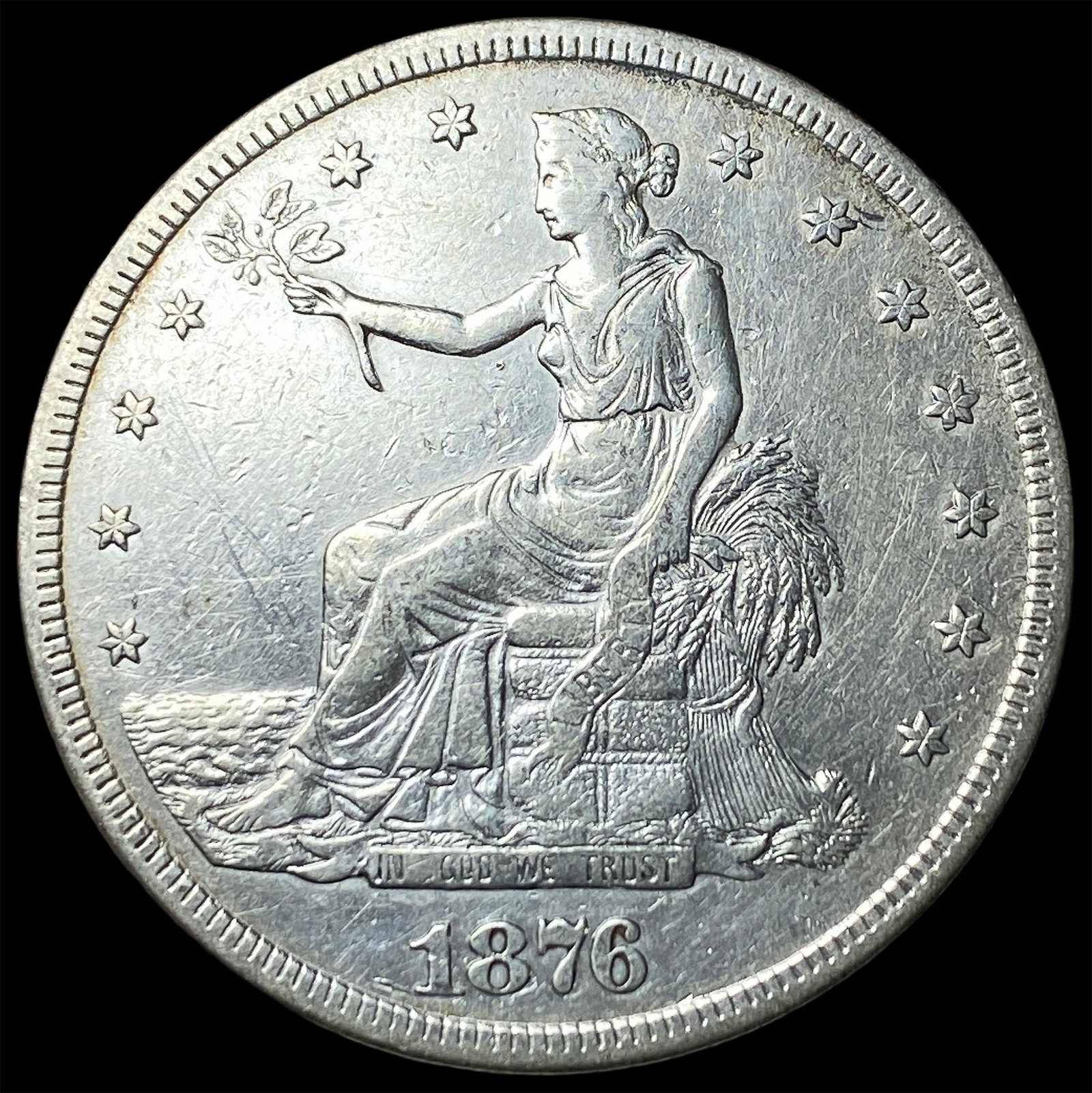 1876 Silver Trade Dollar NEARLY UNCIRCULATED: 1876 Silver Trade Dollar NEARLY UNCIRCULATED