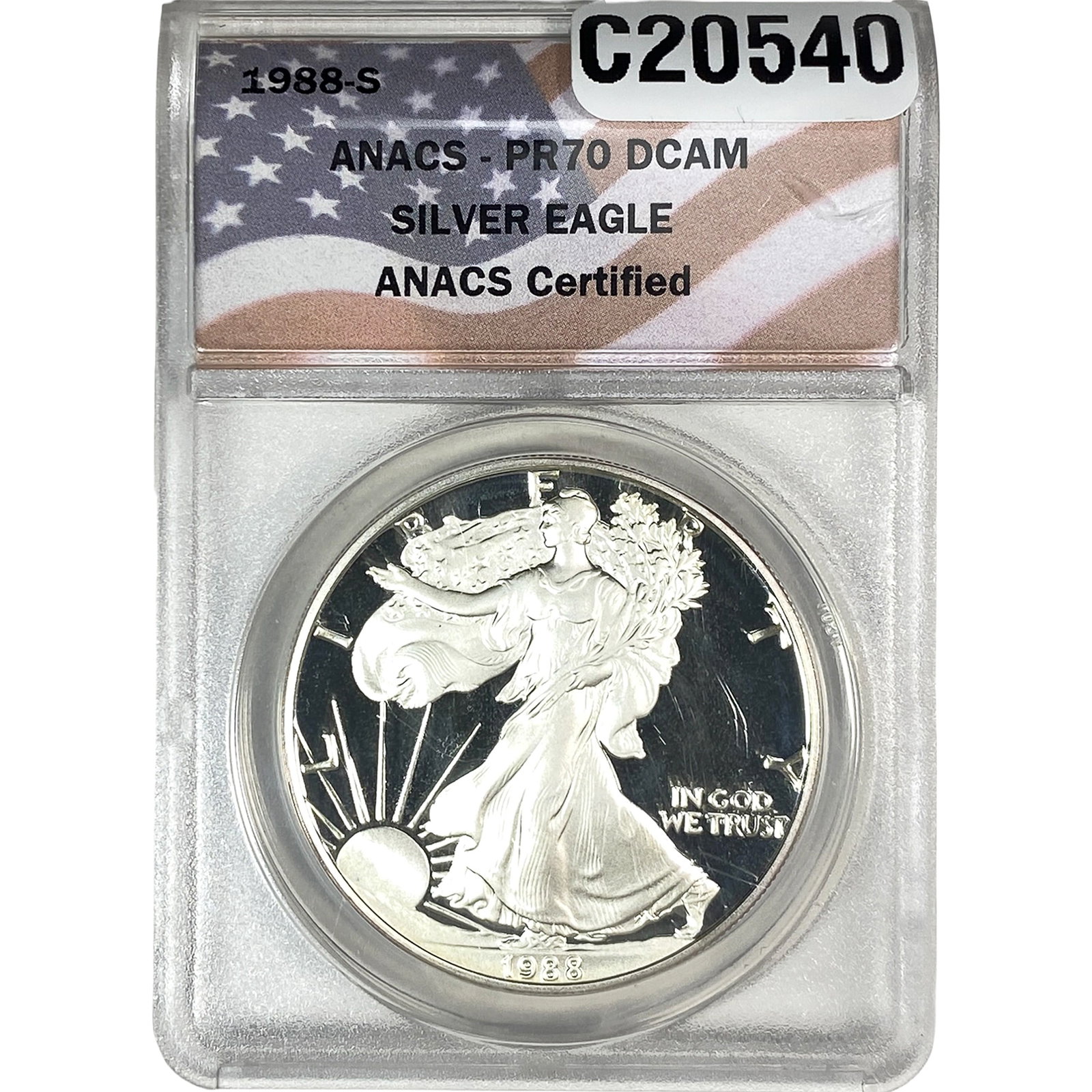 1988-S Silver Eagle ANACS PR70 DCAM: 1988-S Silver Eagle ANACS PR70 DCAM