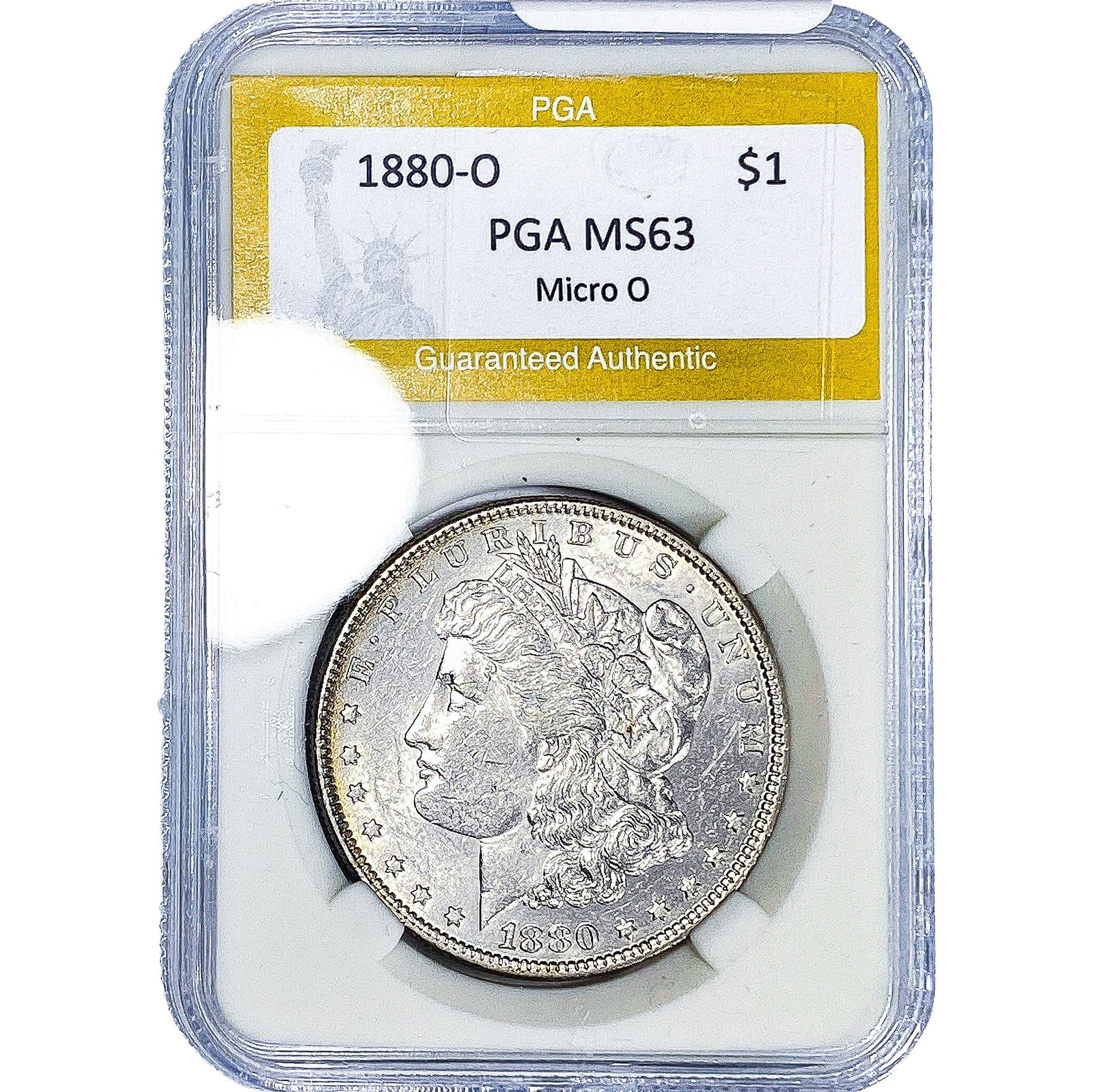 1880-O Morgan Silver Dollar PGA MS63 Micro O: 1880-O Morgan Silver Dollar PGA MS63 Micro O