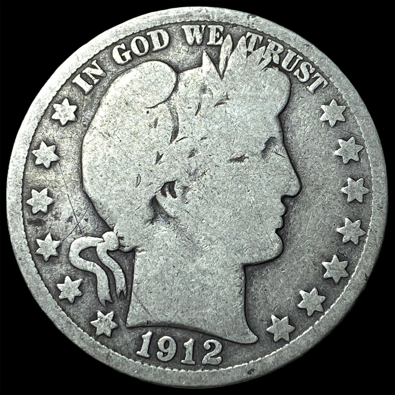 1912-S Silver Barber Half Dollar NICELY CIRCULATED (1 of 2)