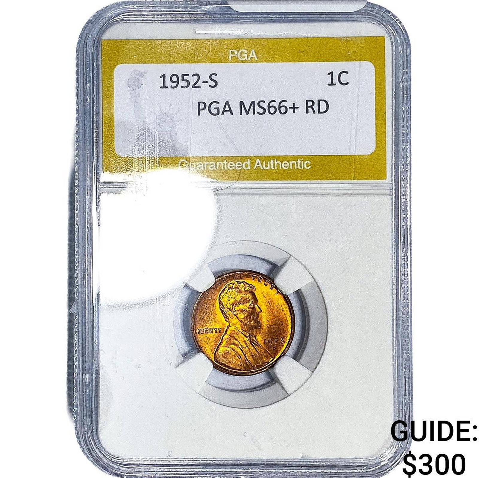 1952-S Wheat Cent PGA MS66+ RD: 1952-S Wheat Cent PGA MS66+ RD