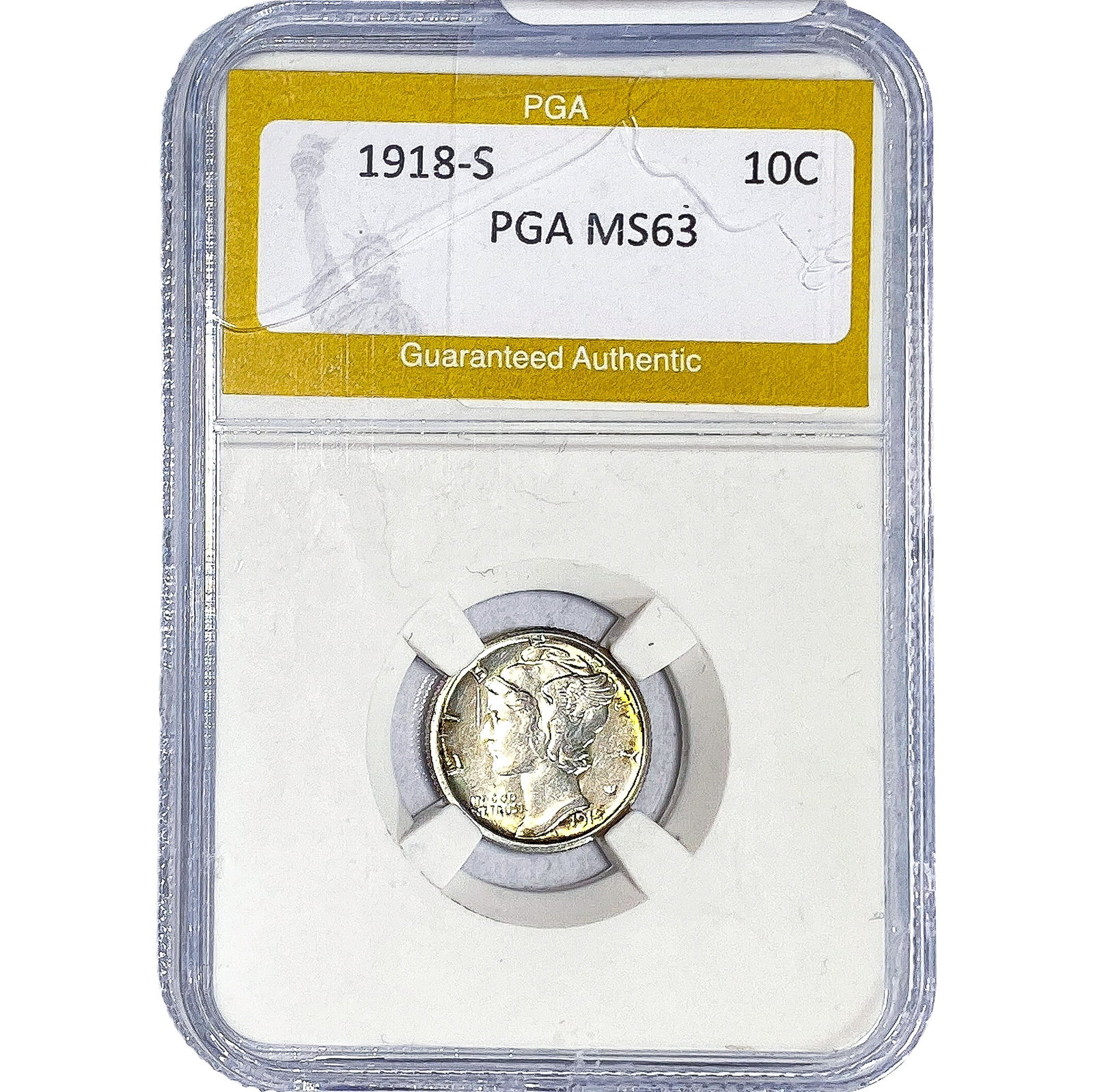 1918-S Mercury Silver Dime PGA MS63: 1918-S Mercury Silver Dime PGA MS63