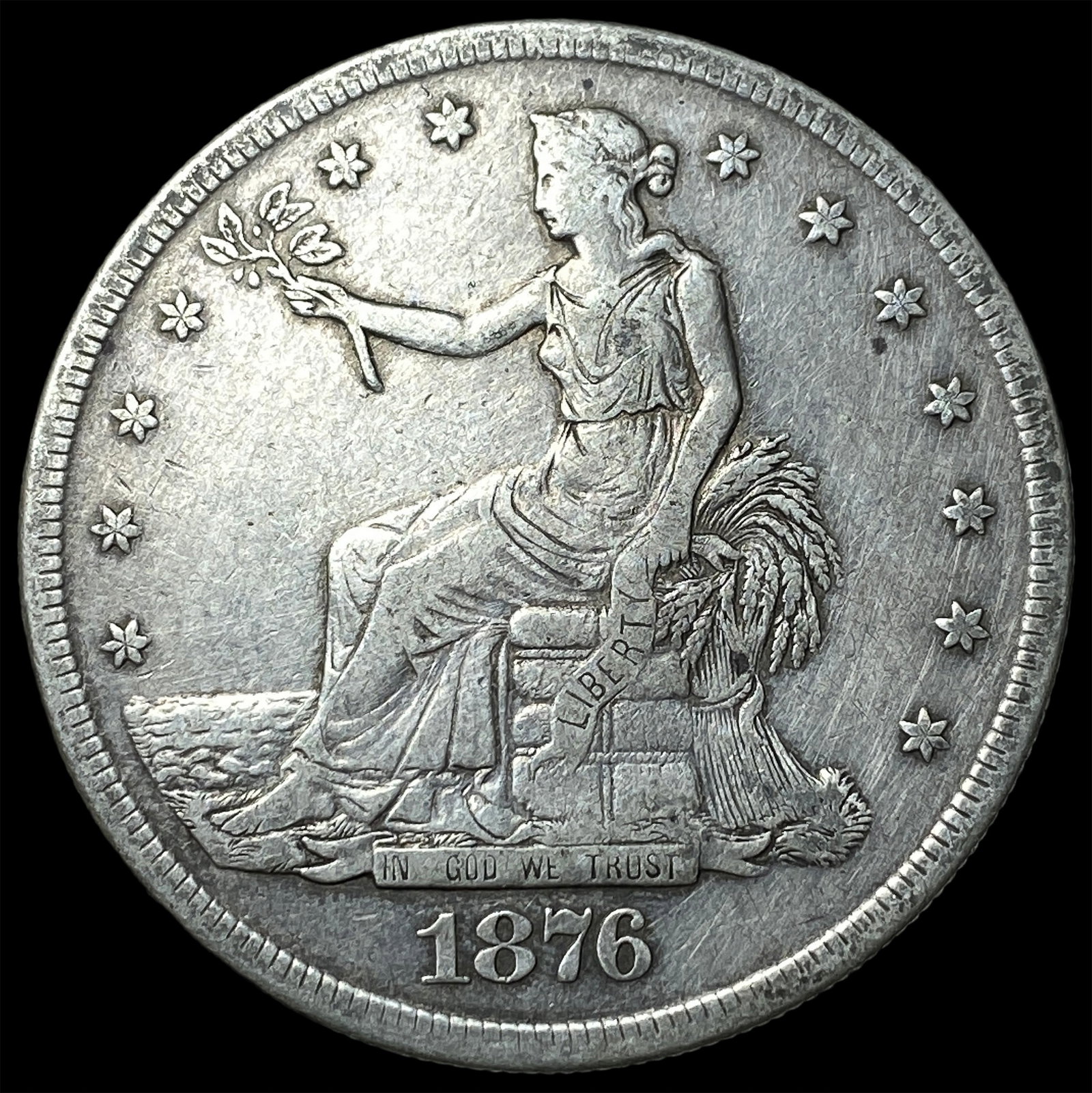 1876-S Silver Trade Dollar NEARLY UNCIRCULATED: 1876-S Silver Trade Dollar NEARLY UNCIRCULATED