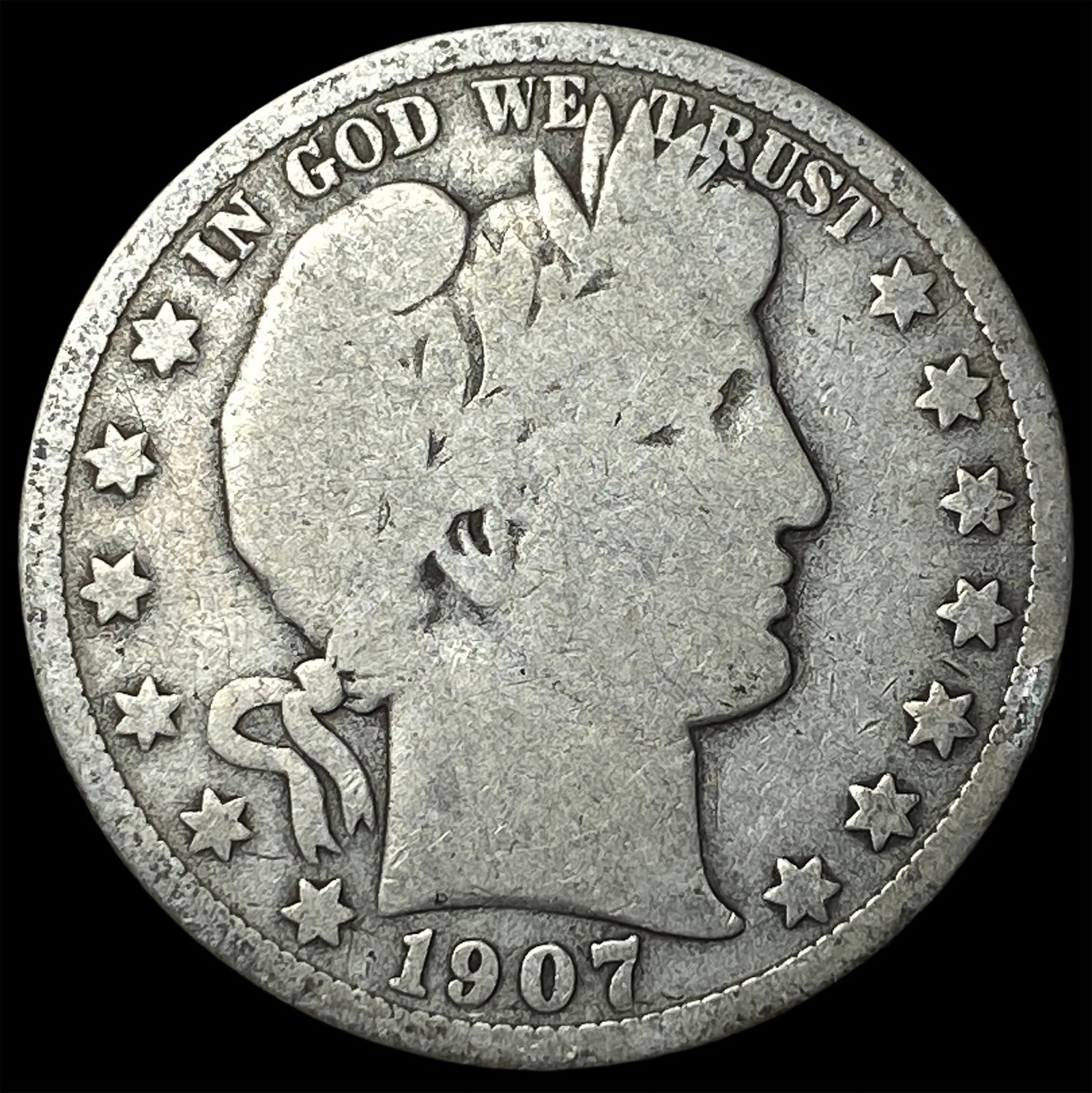 1907-D Silver Barber Half Dollar NICELY CIRCULATED: 1907-D Silver Barber Half Dollar NICELY CIRCULATED