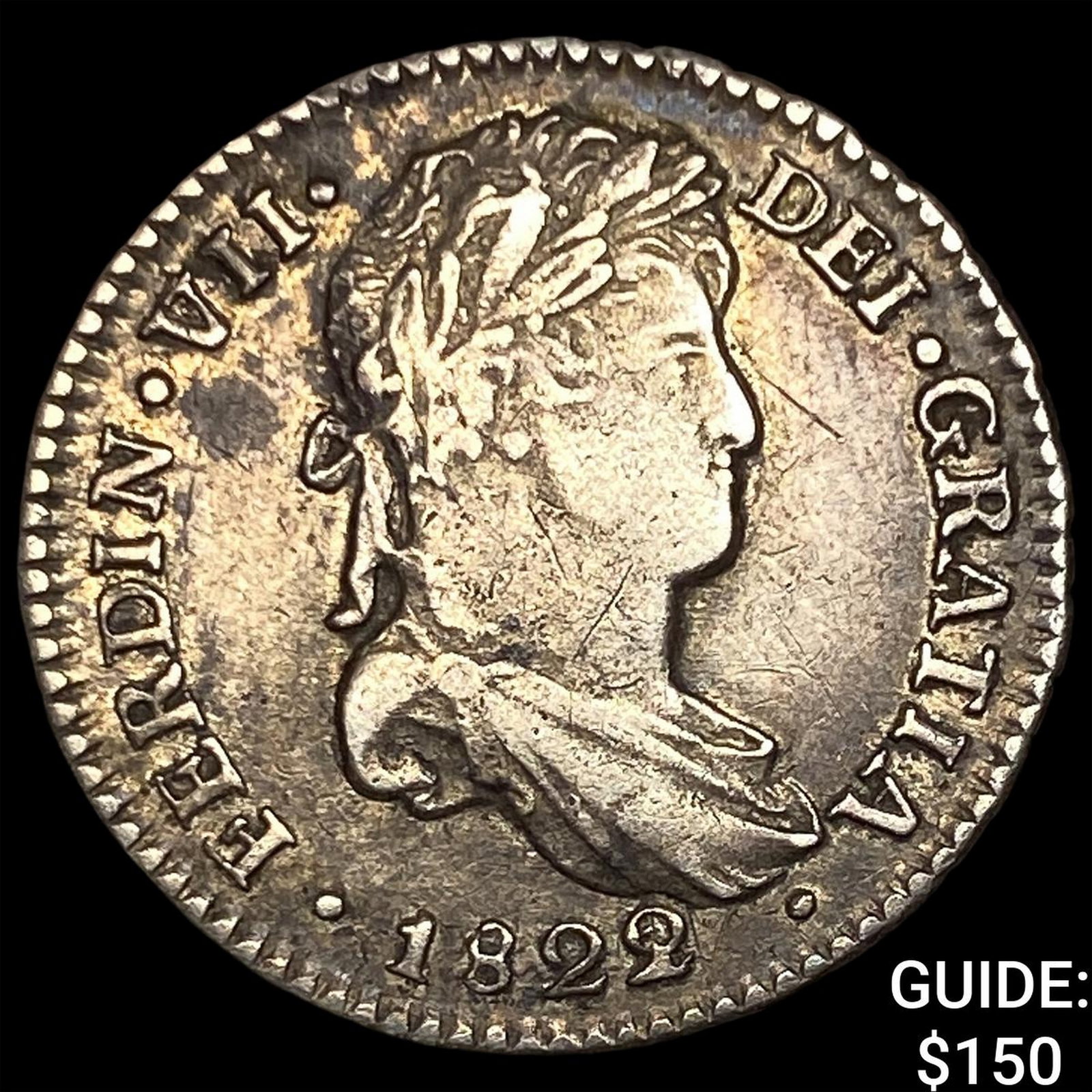 1822/1-PJ Bolivia Ferdinand VII Silver 1 Real: 1822/1-PJ Bolivia Ferdinand VII Silver 1 Real