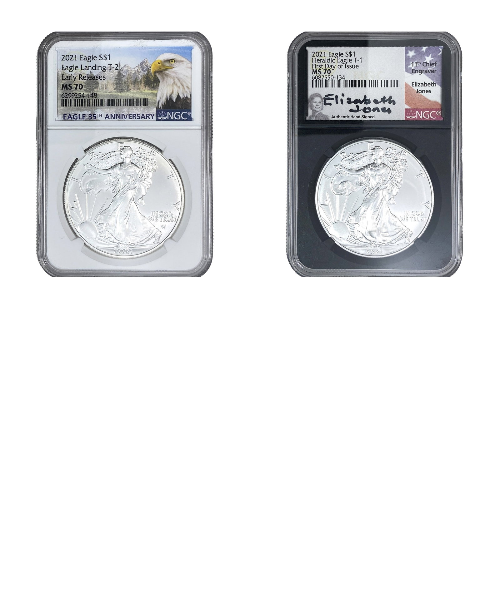 [3 Coins] 2011-2021 Silver Eagle NGC MS70 (1 of 2)