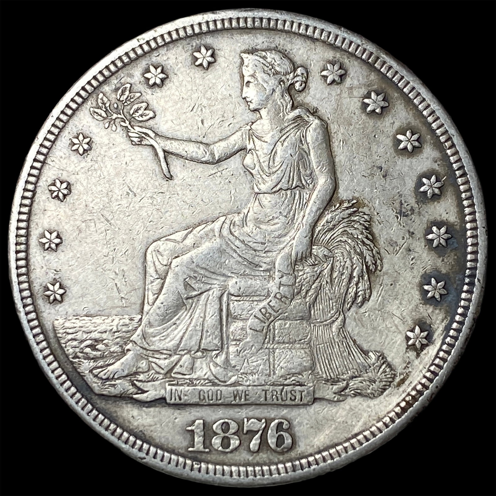 1876-S Silver Trade Dollar NEARLY UNCIRCULATED: 1876-S Silver Trade Dollar NEARLY UNCIRCULATED