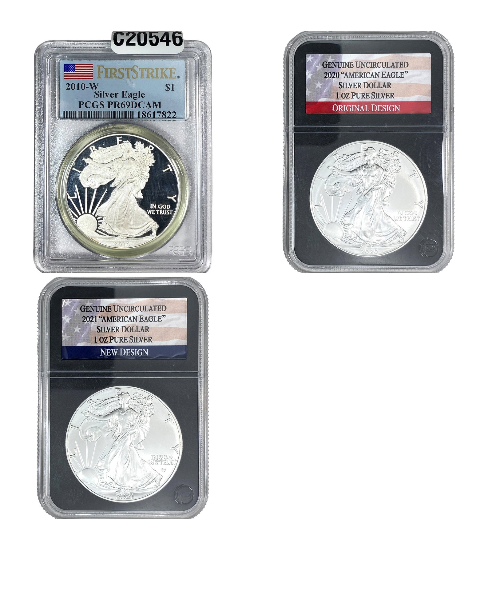 [3 Coins] 2010-2021 Silver Eagle PR69 DCAM (1 of 2)