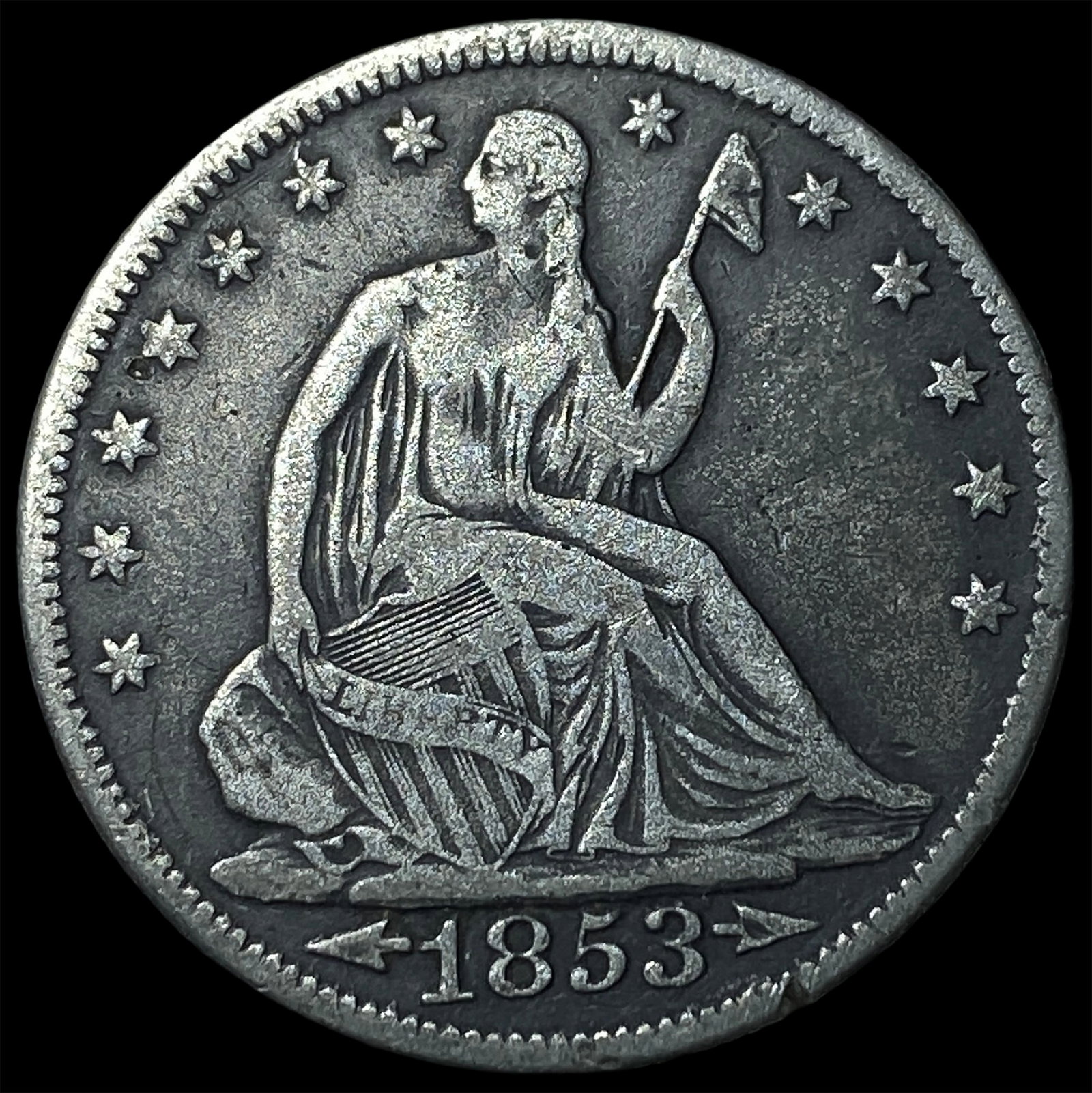 1853 Arrows Seated Liberty Half Dollar LIGHTLY CIRCULATED: 1853 Arrows Seated Liberty Half Dollar LIGHTLY CIRCULATED