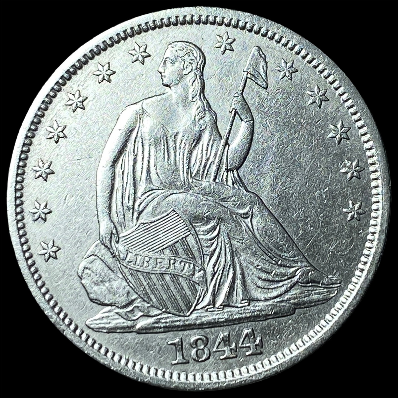 1844-O Silver Seated Liberty Half Dollar UNCIRCULATED: 1844-O Silver Seated Liberty Half Dollar UNCIRCULATED