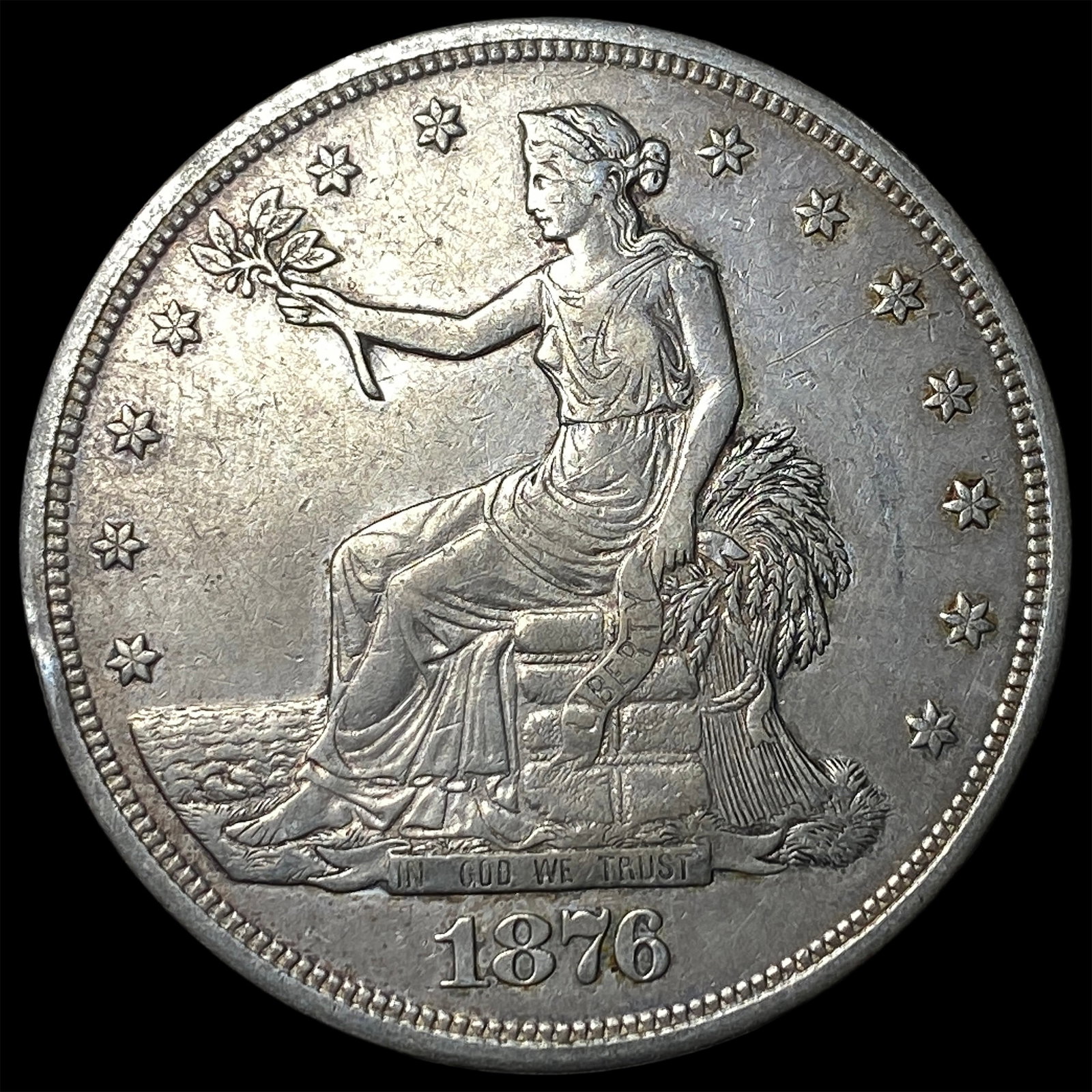 1876 Silver Trade Dollar NEARLY UNCIRCULATED: 1876 Silver Trade Dollar NEARLY UNCIRCULATED