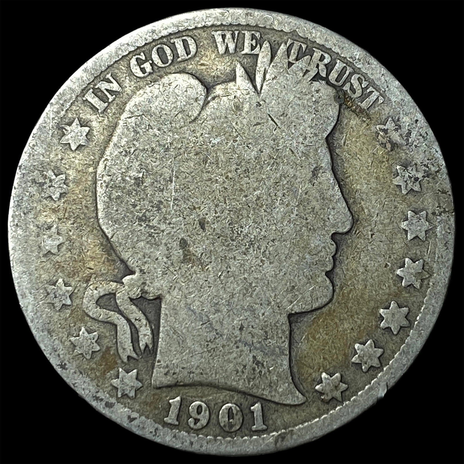 1901 Silver Barber Quarter NICELY CIRCULATED: 1901 Silver Barber Quarter NICELY CIRCULATED