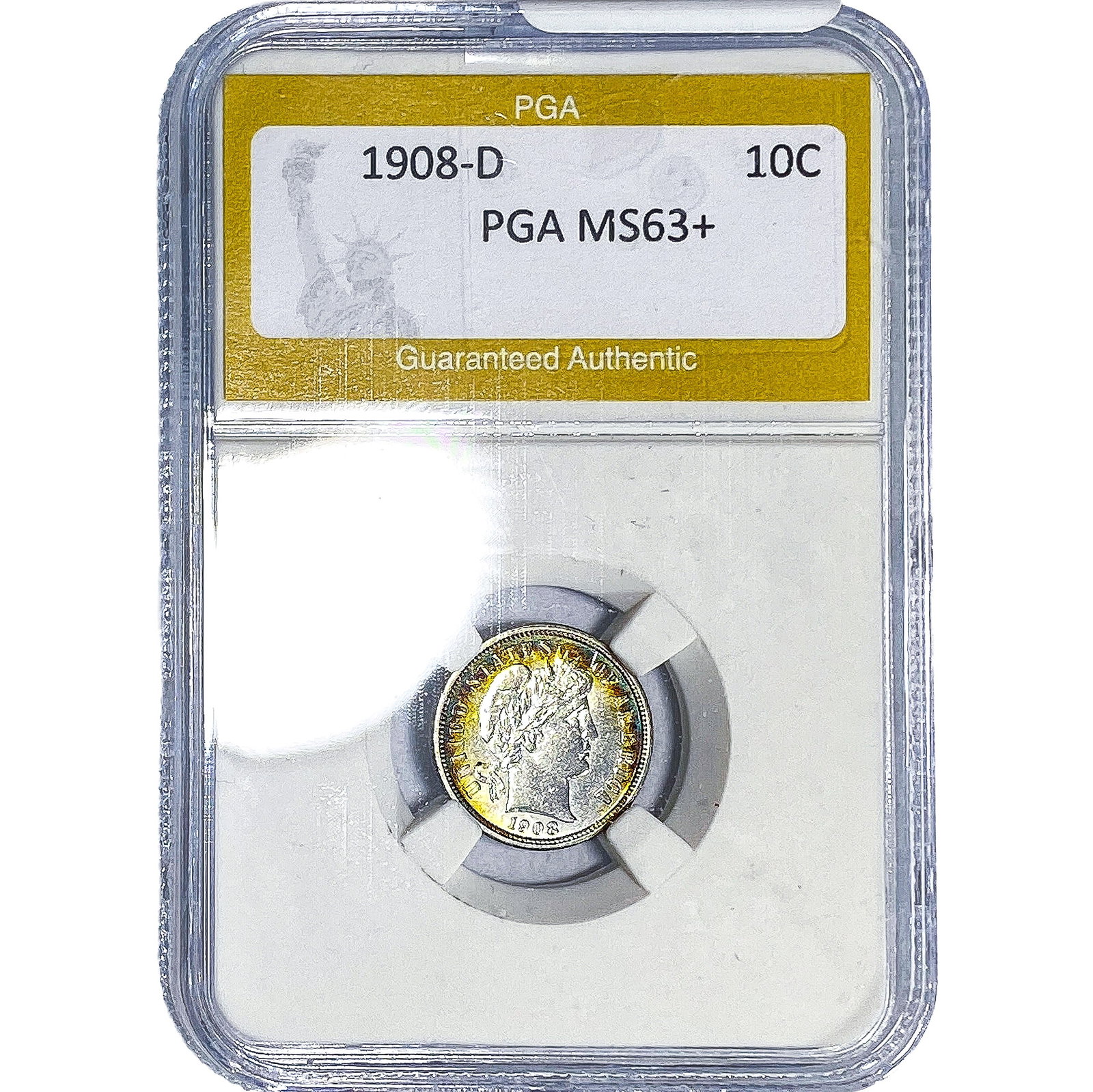 1908-D Barber Dime PGA MS63+: 1908-D Barber Dime PGA MS63+