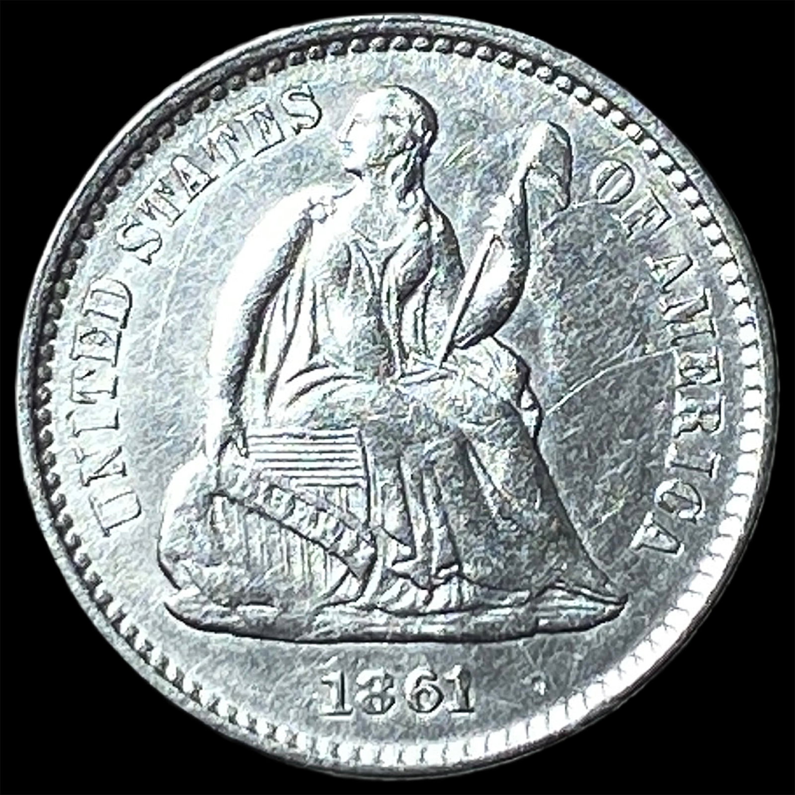 1861 Silver Half Dime CLOSELY UNCIRCULATED: 1861 Silver Half Dime CLOSELY UNCIRCULATED