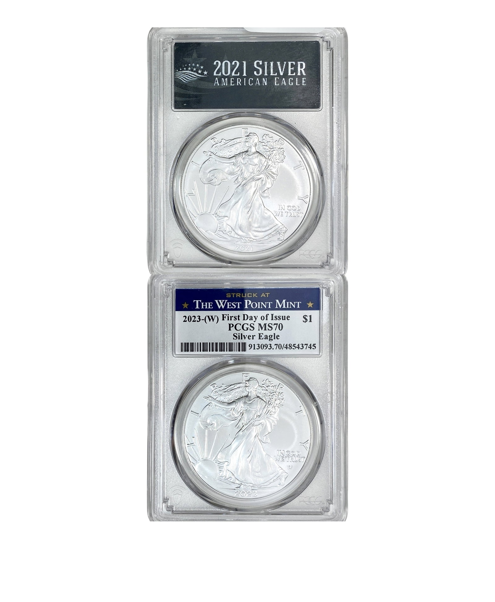 [2 Coins] 2021-2023 Silver Eagle PCGS MS70 (1 of 2)