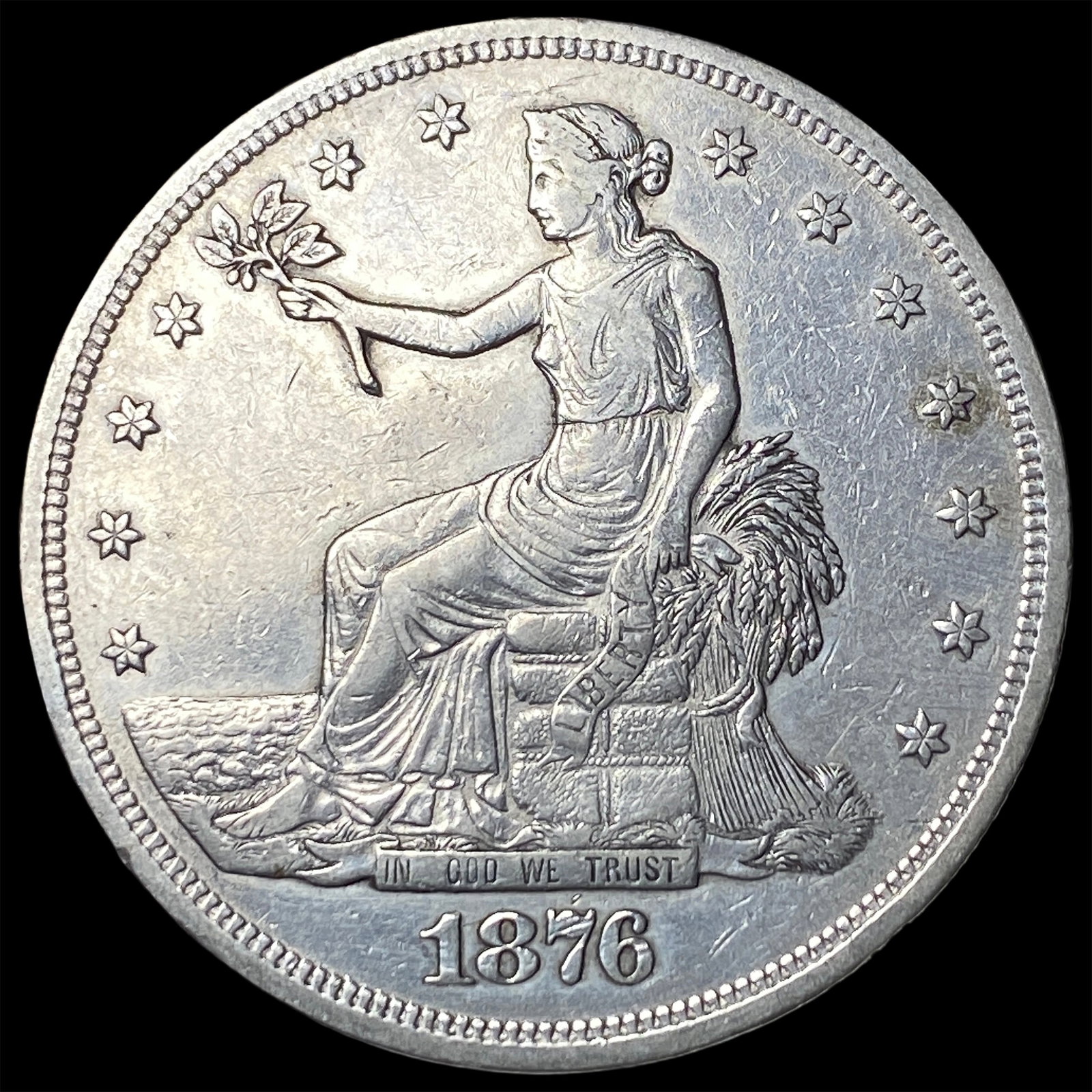 1876 Silver Trade Dollar NEARLY UNCIRCULATED: 1876 Silver Trade Dollar NEARLY UNCIRCULATED