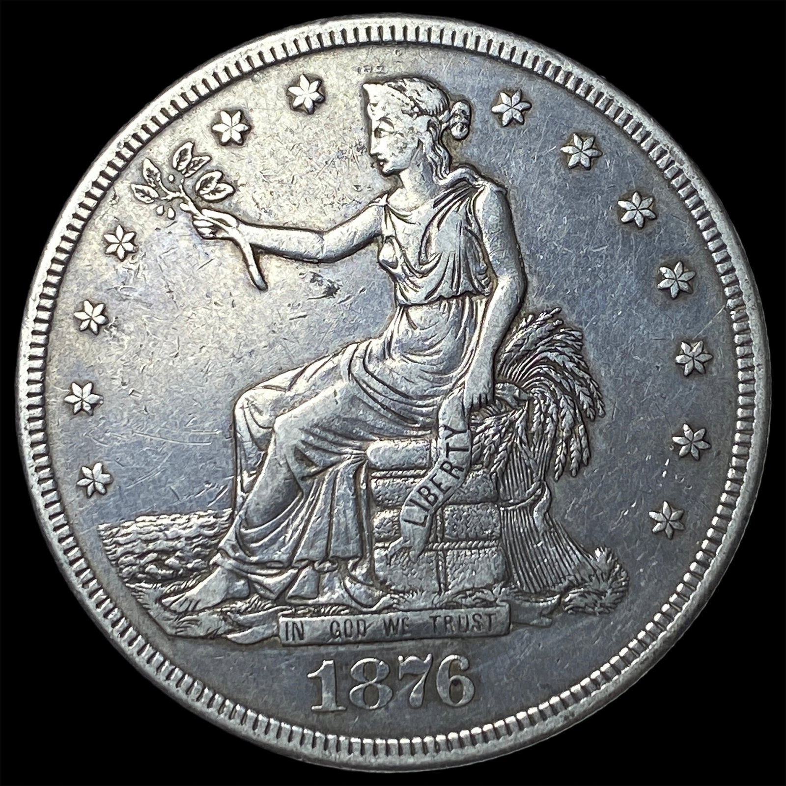 1876 Silver Trade Dollar NEARLY UNCIRCULATED: 1876 Silver Trade Dollar NEARLY UNCIRCULATED