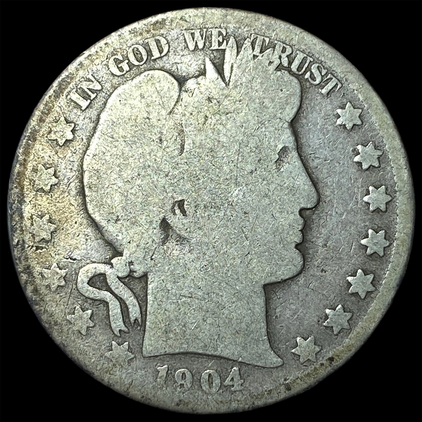 1904-S Silver Barber Half Dollar NICELY CIRCULATED: 1904-S Silver Barber Half Dollar NICELY CIRCULATED