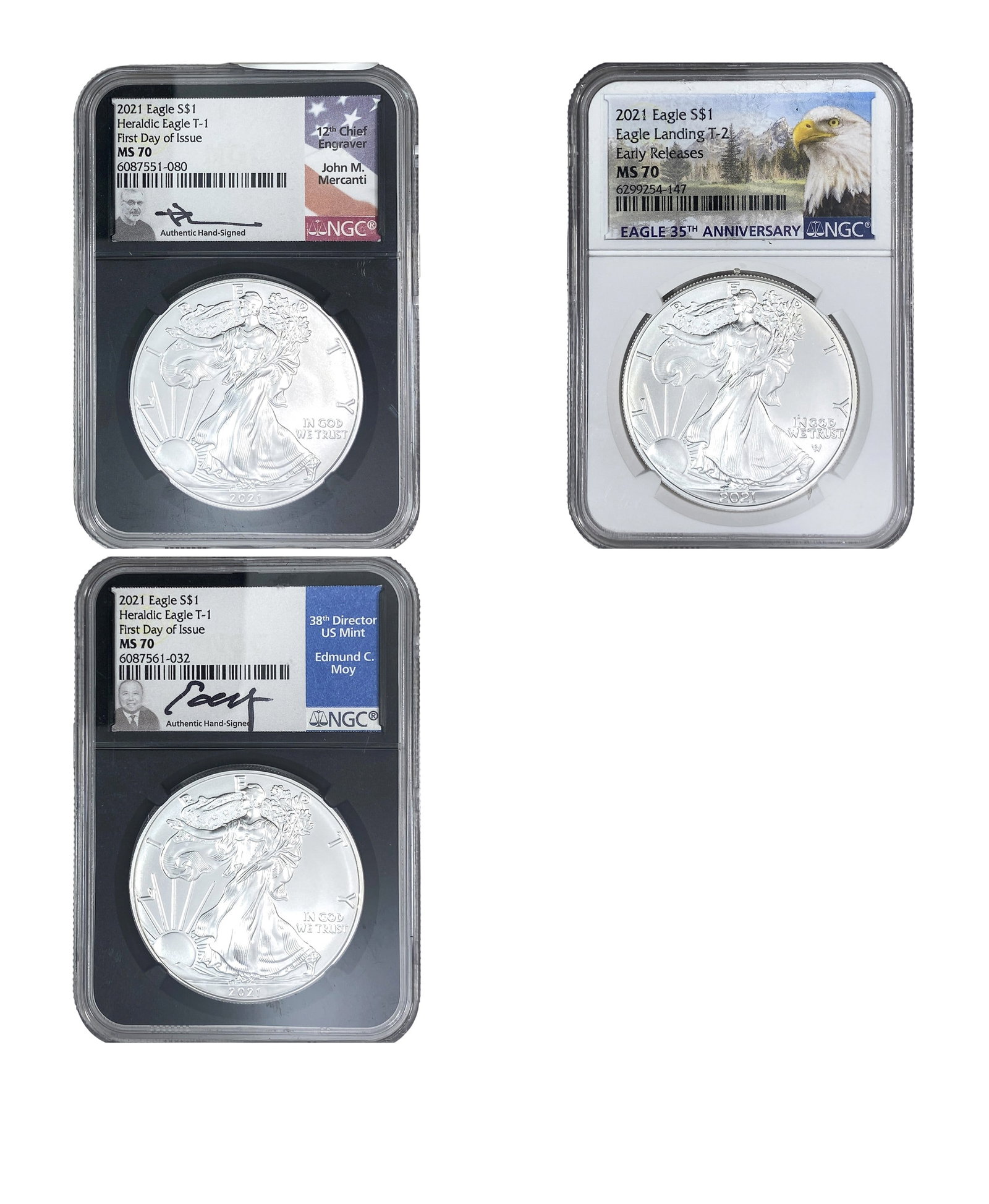 [3 Coins] 2021 Silver Eagle NGC MS70 (1 of 2)