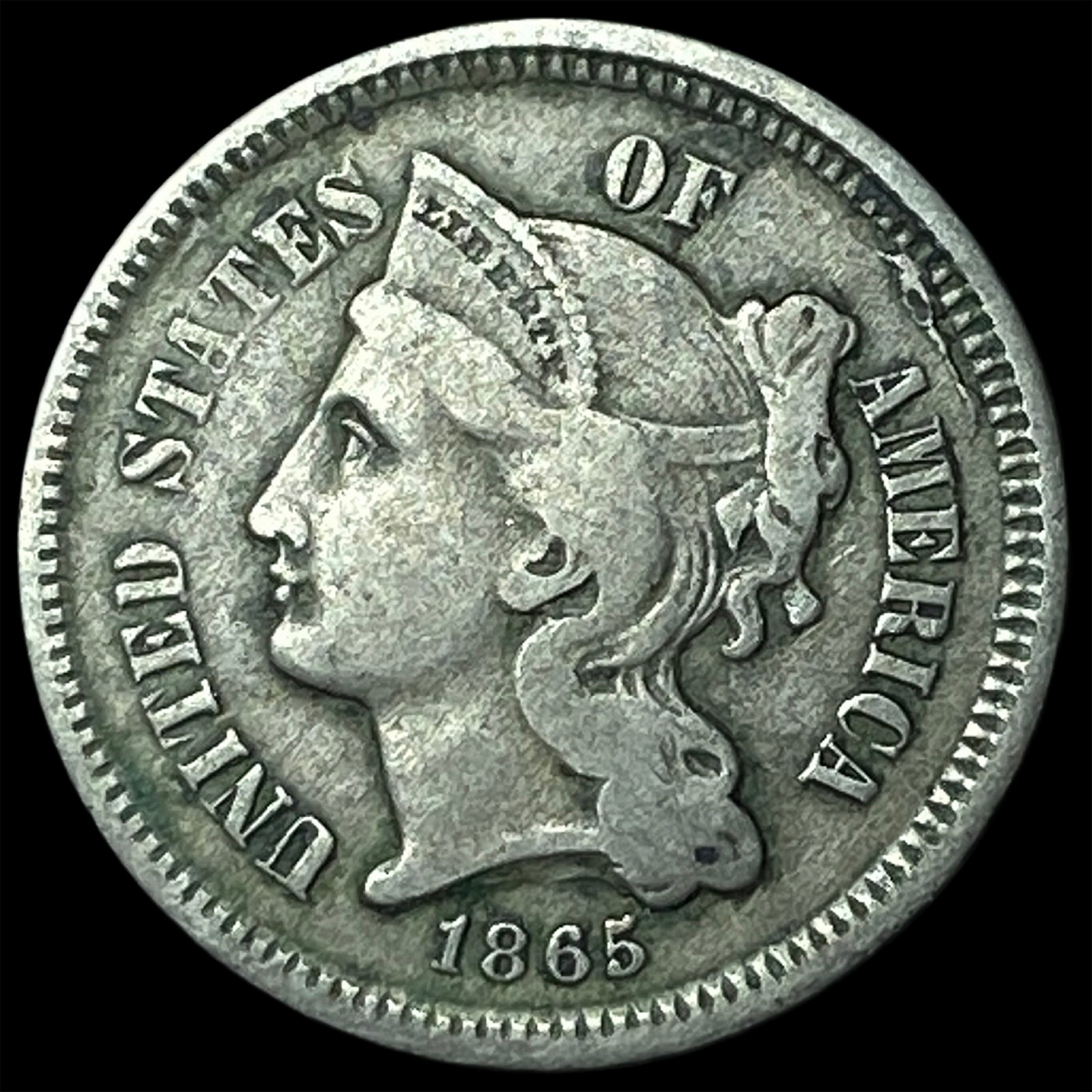 1865 Nickel Three-Cent Piece LIGHTLY CIRCULATED (1 of 2)