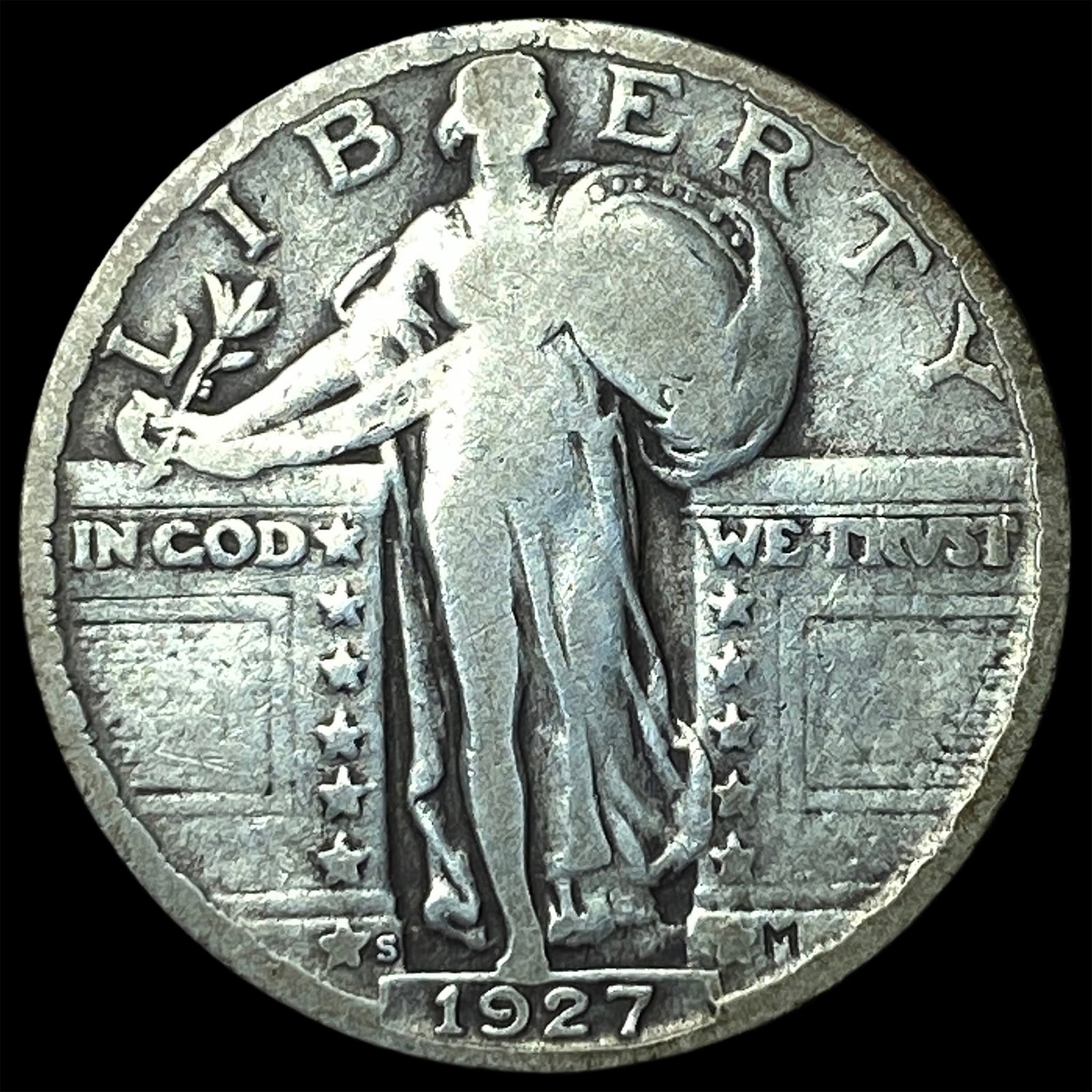 1927-S Silver Standing Liberty Quarter NICELY CIRCULATED: 1927-S Silver Standing Liberty Quarter NICELY CIRCULATED