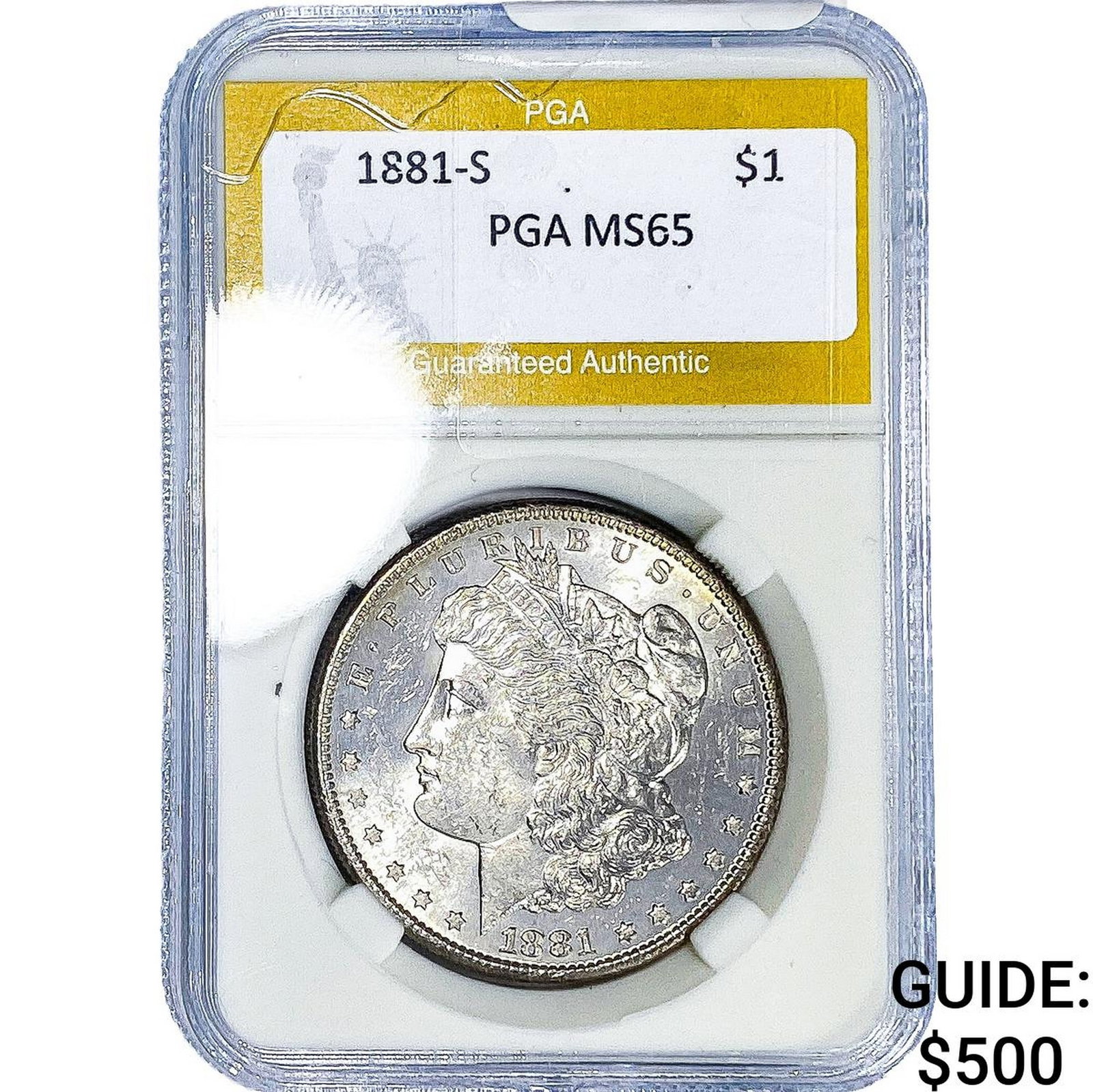 1881-S Morgan Silver Dollar PGA MS65: 1881-S Morgan Silver Dollar PGA MS65