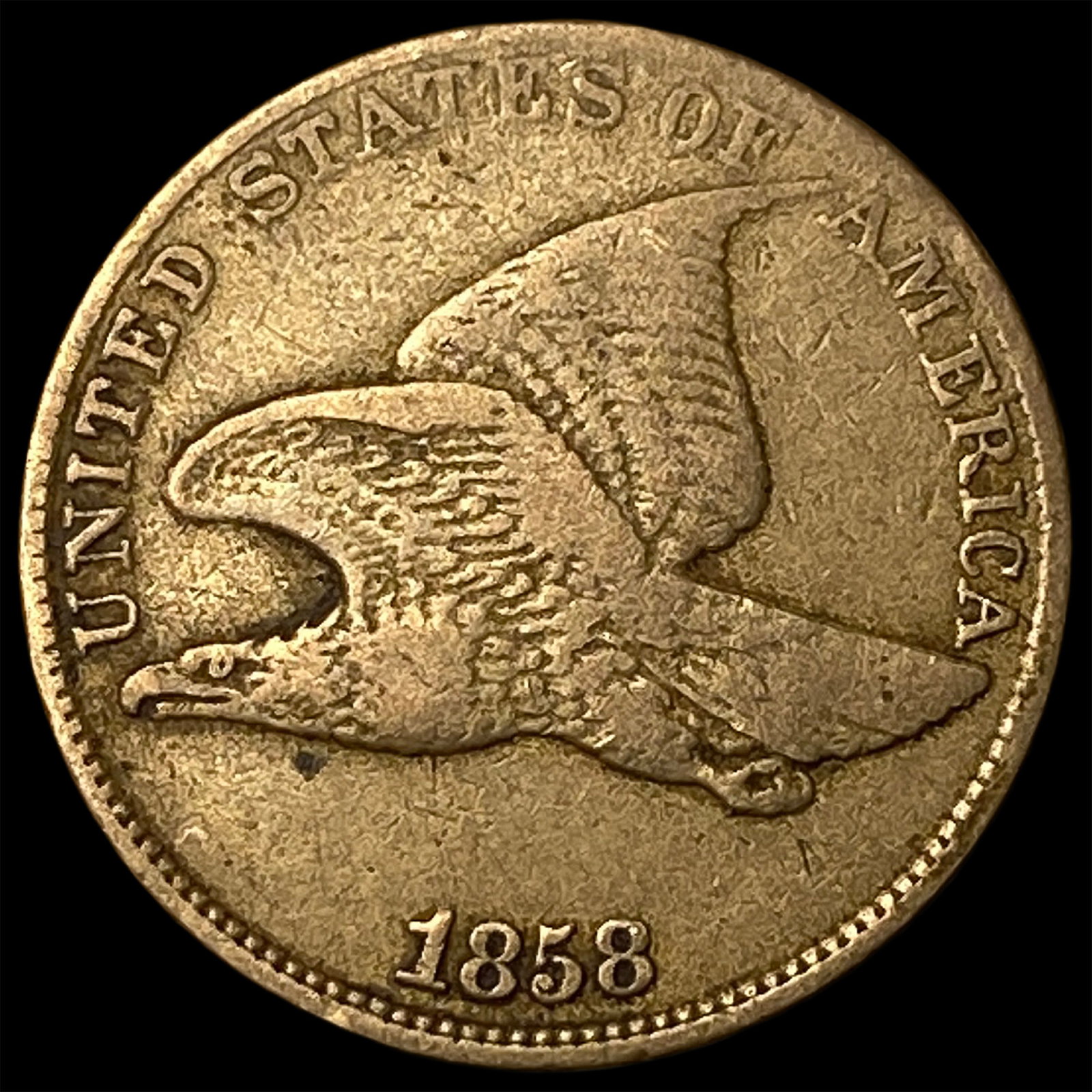 1858 Copper-Nickel Flying Eagle Cent NEARLY UNCIRCULATED: 1858 Copper-Nickel Flying Eagle Cent NEARLY UNCIRCULATED