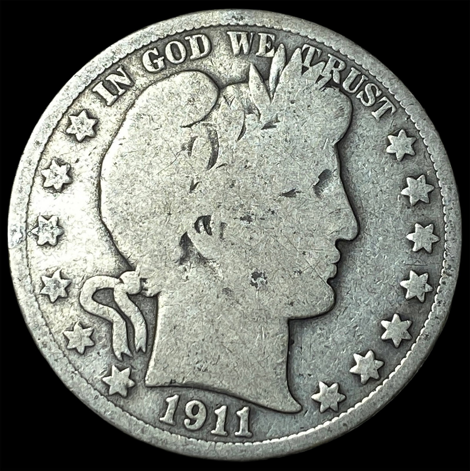 1911 Silver Half Dollar Barber NICELY CIRCULATED: 1911 Silver Half Dollar Barber NICELY CIRCULATED