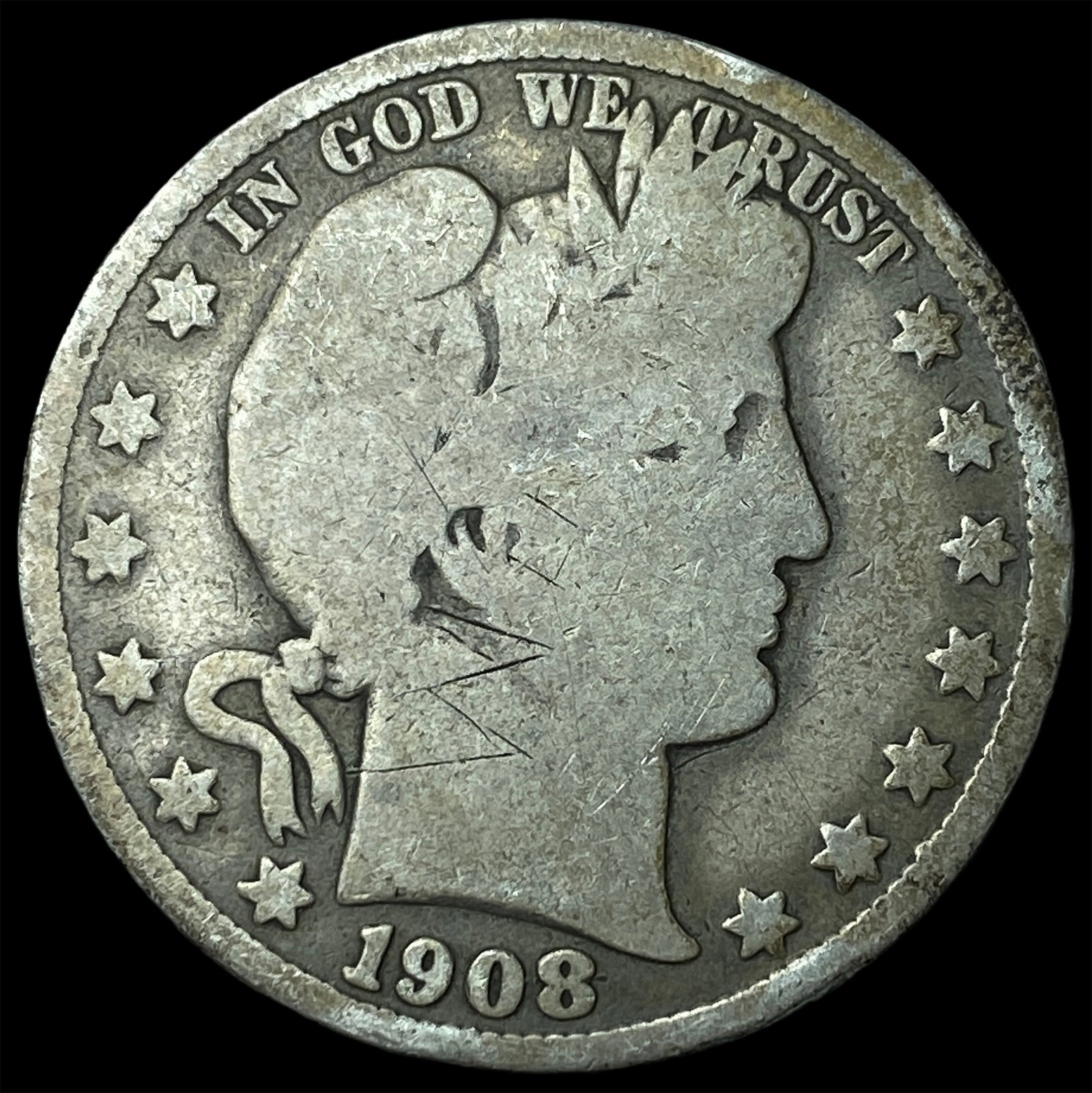 1908-O Silver Barber Half Dollar NICELY CIRCULATED (1 of 2)