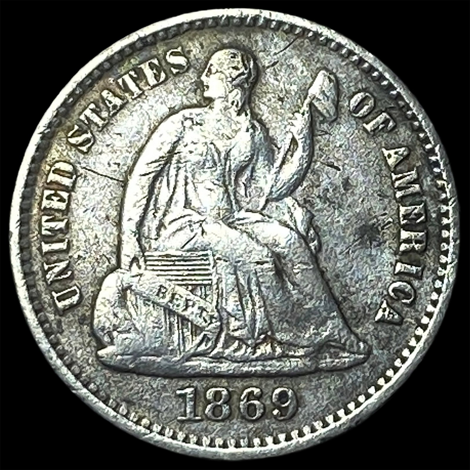 1869 Silver Half Dime NEARLY UNCIRCULATED: 1869 Silver Half Dime NEARLY UNCIRCULATED