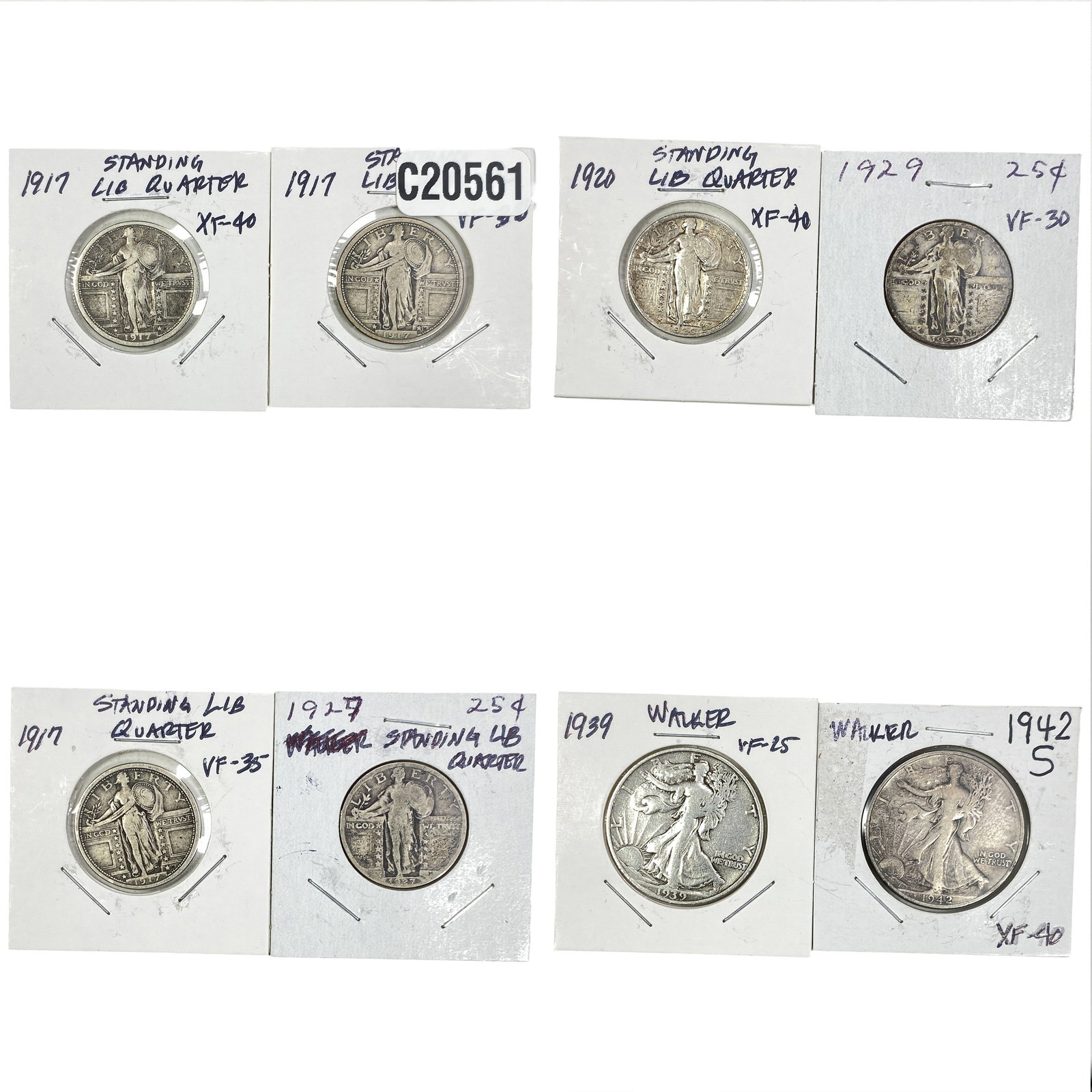 [8 Coins] 1917-1947 Standing Lib. 25C & Walking Lib. 50C (1 of 2)