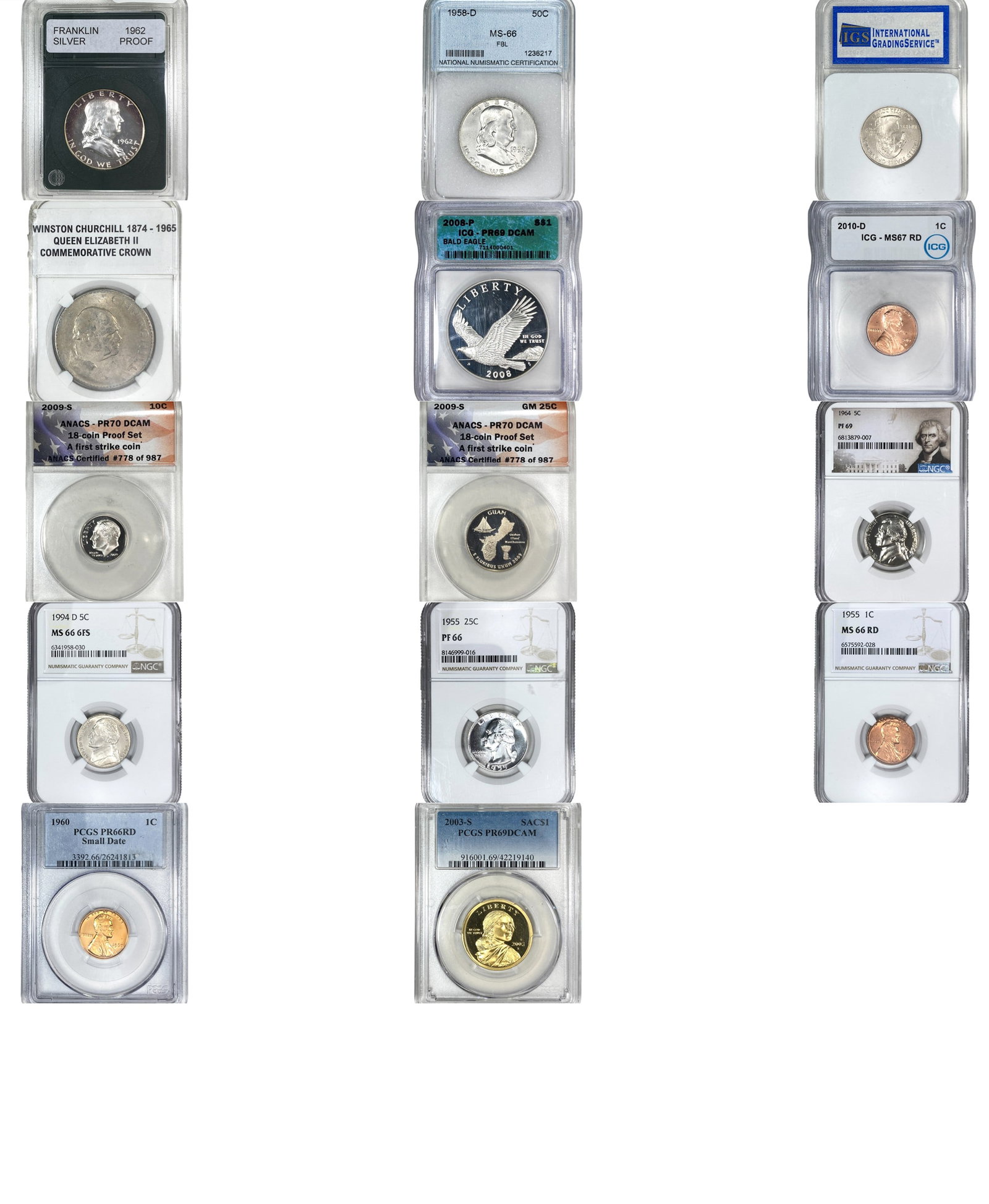 [14 Coins] 1958-2010 Mixed U.S. Coin Lot 1C-$1 (1 of 2)