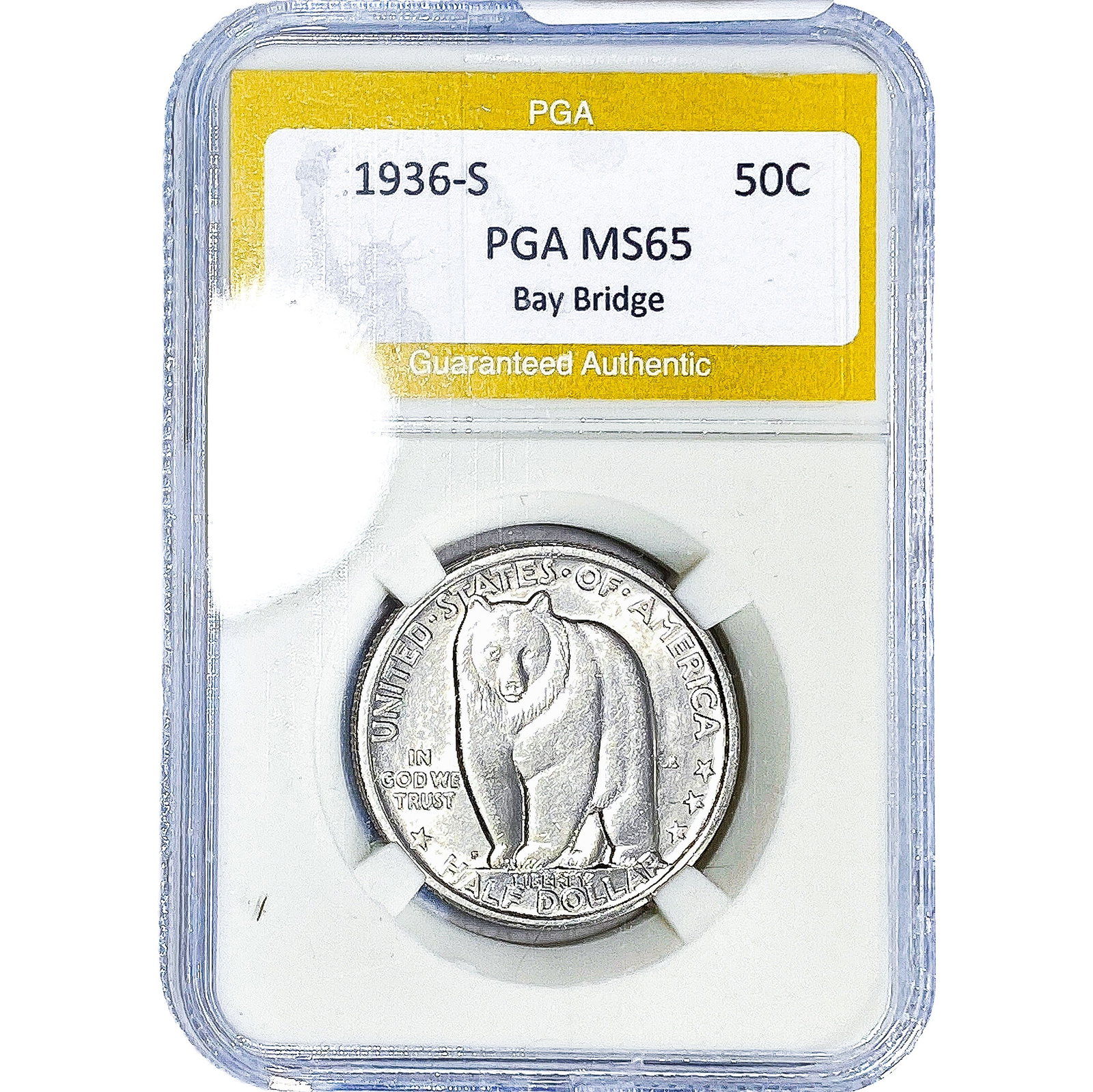 1936-S Bay Bridge Half Dollar PGA MS65: 1936-S Bay Bridge Half Dollar PGA MS65