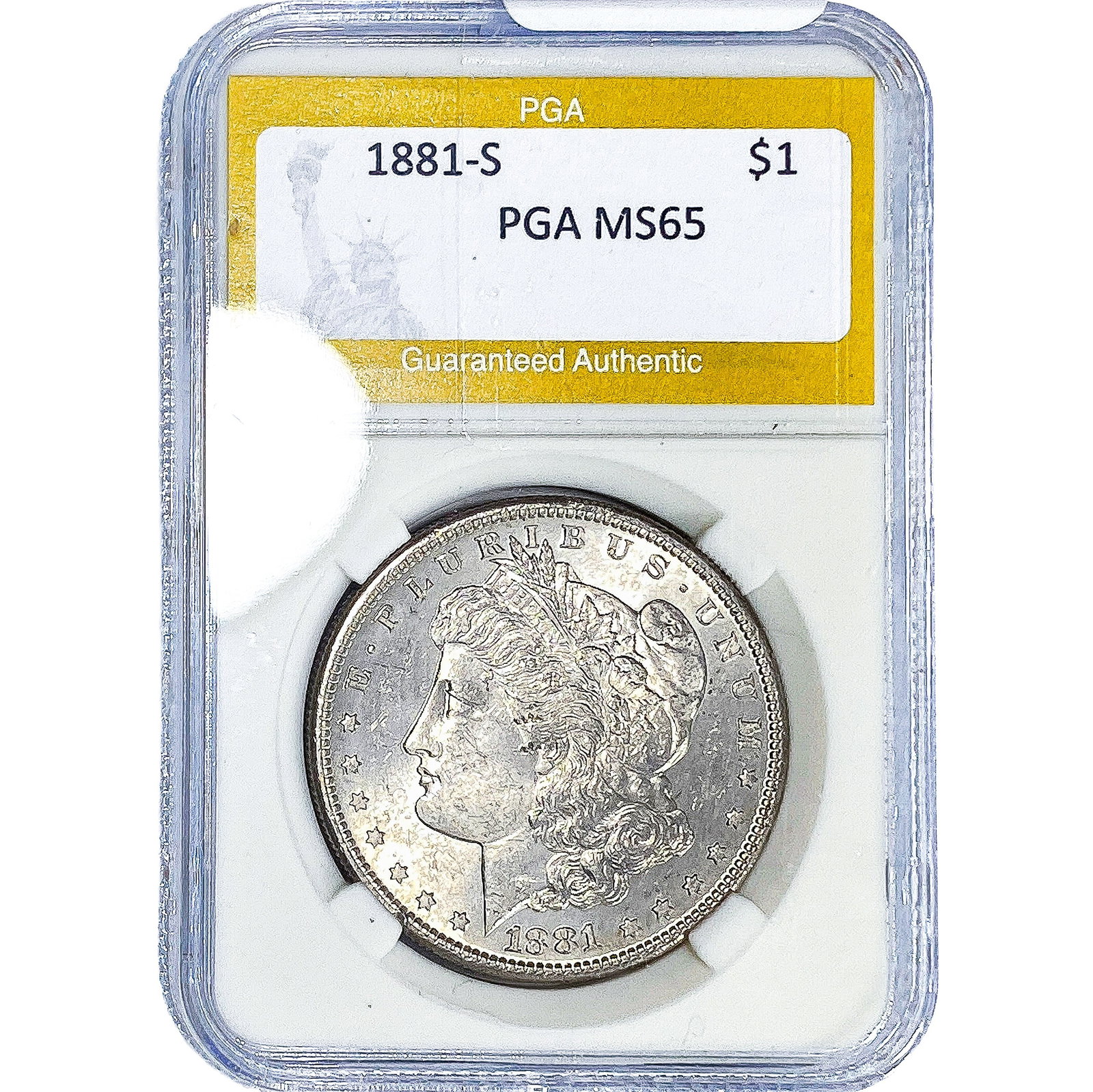 1881-S Morgan Silver Dollar PGA MS65: 1881-S Morgan Silver Dollar PGA MS65