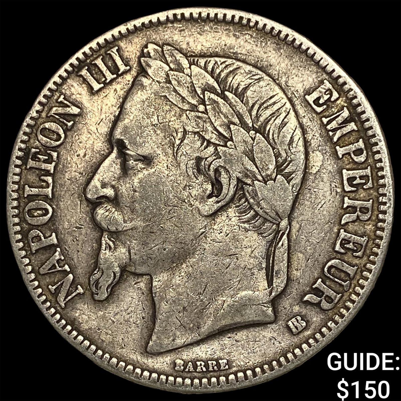1867BB France Silver 5 Francs: 1867BB France Silver 5 Francs
