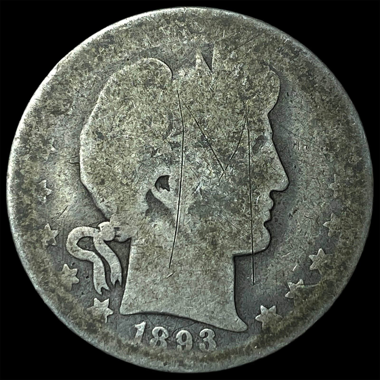1893-O Silver Barber Half Dollar NICELY CIRCULATED: 1893-O Silver Barber Half Dollar NICELY CIRCULATED