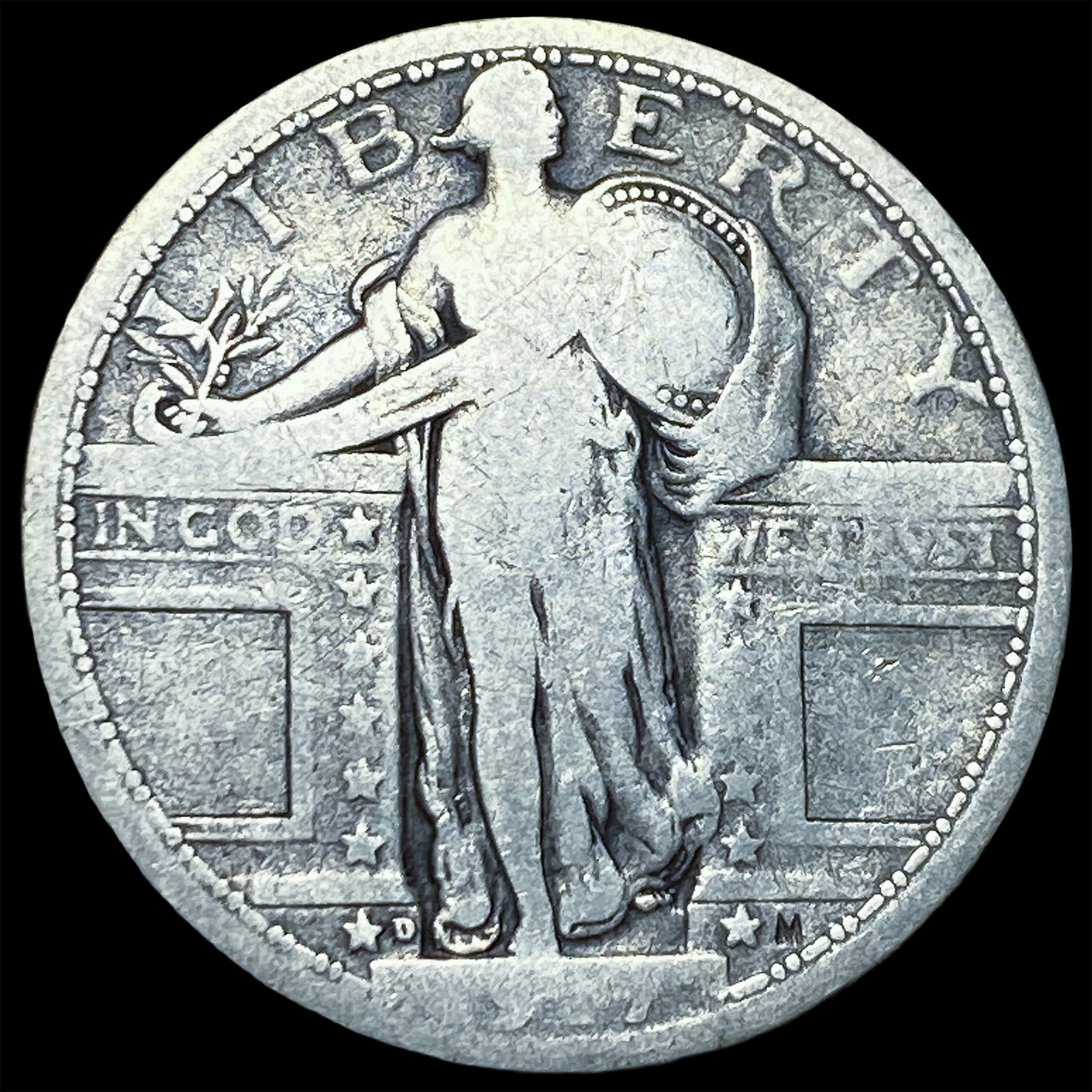 1917-D Type 1 Silver Standing Liberty Quarter NEARLY UNCIRCULATED: 1917-D Type 1 Silver Standing Liberty Quarter NEARLY UNCIRCULATED