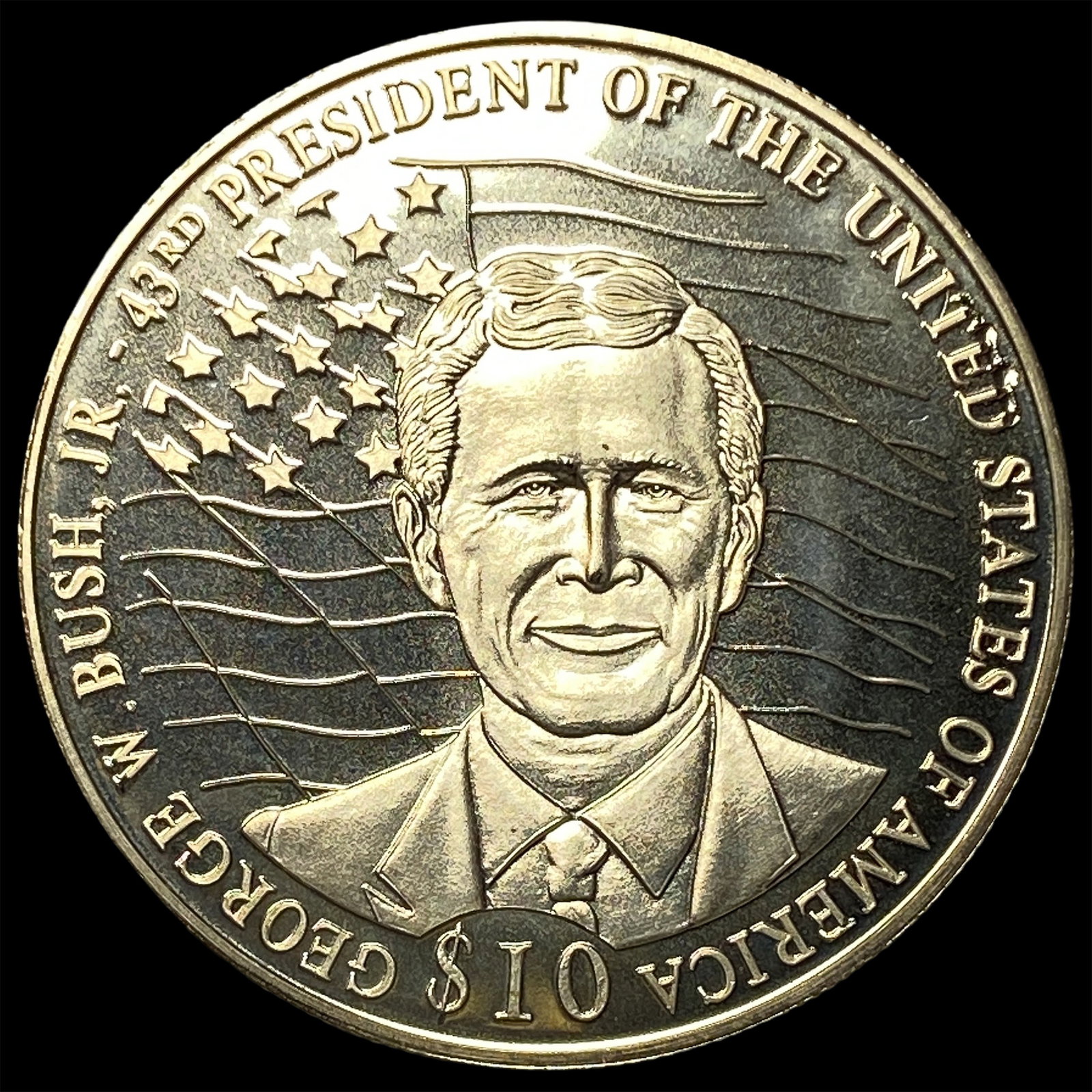 2000 Liberia Silver 10 Dollars George W Bush (1 of 2)