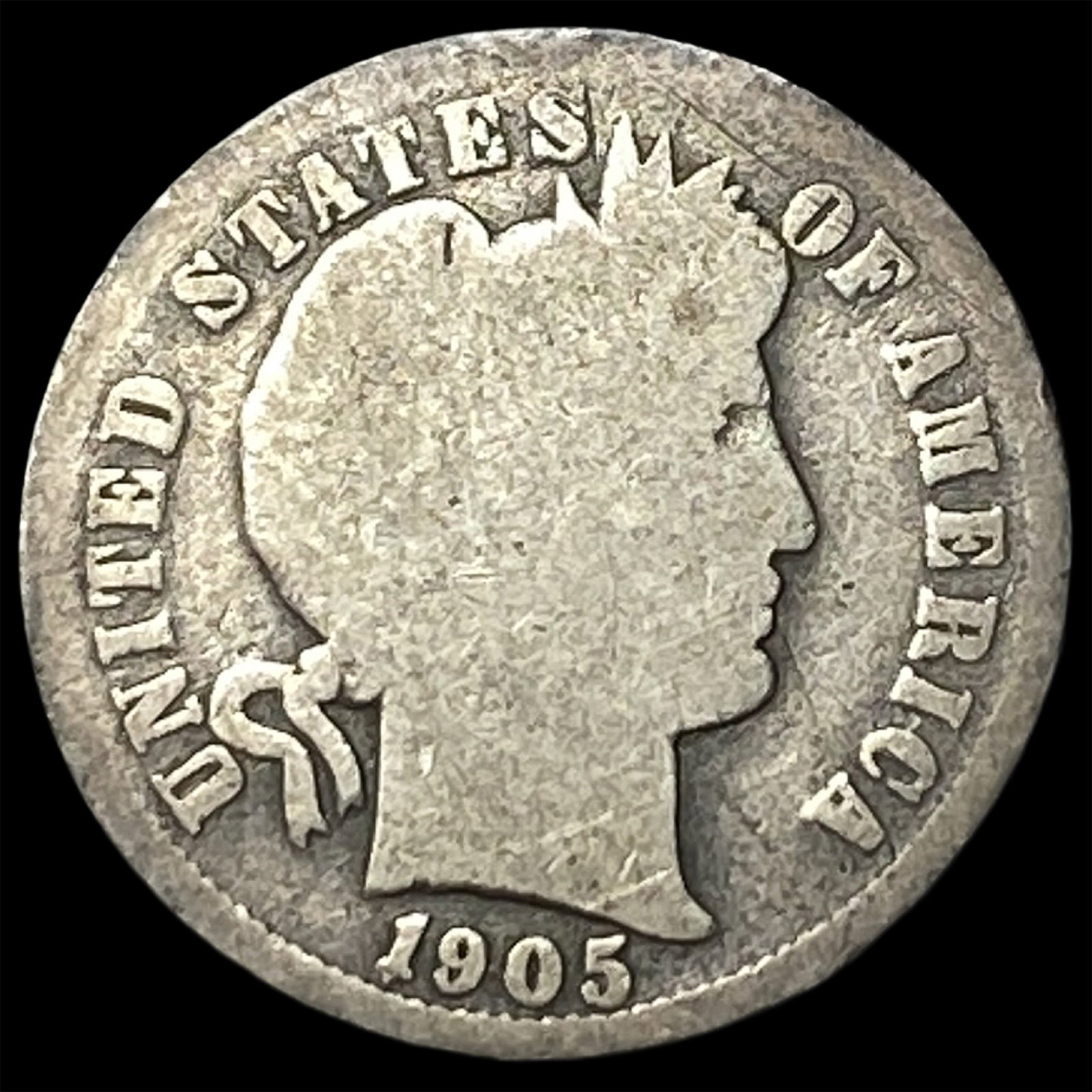 1905-O Silver Barber Dime NICELY CIRCULATED: 1905-O Silver Barber Dime NICELY CIRCULATED