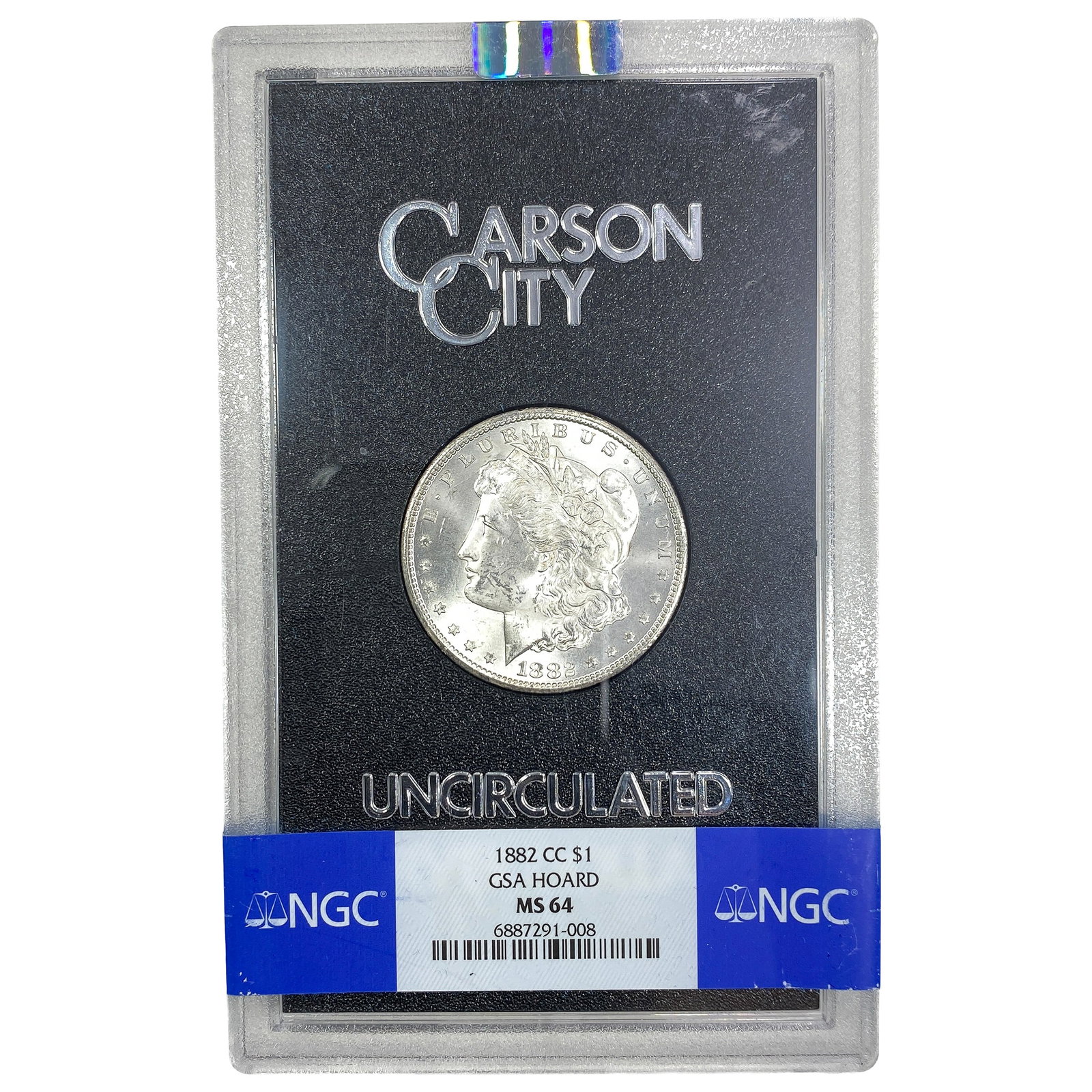 1882-CC Morgan Silver Dollar NGC MS64: 1882-CC Morgan Silver Dollar NGC MS64