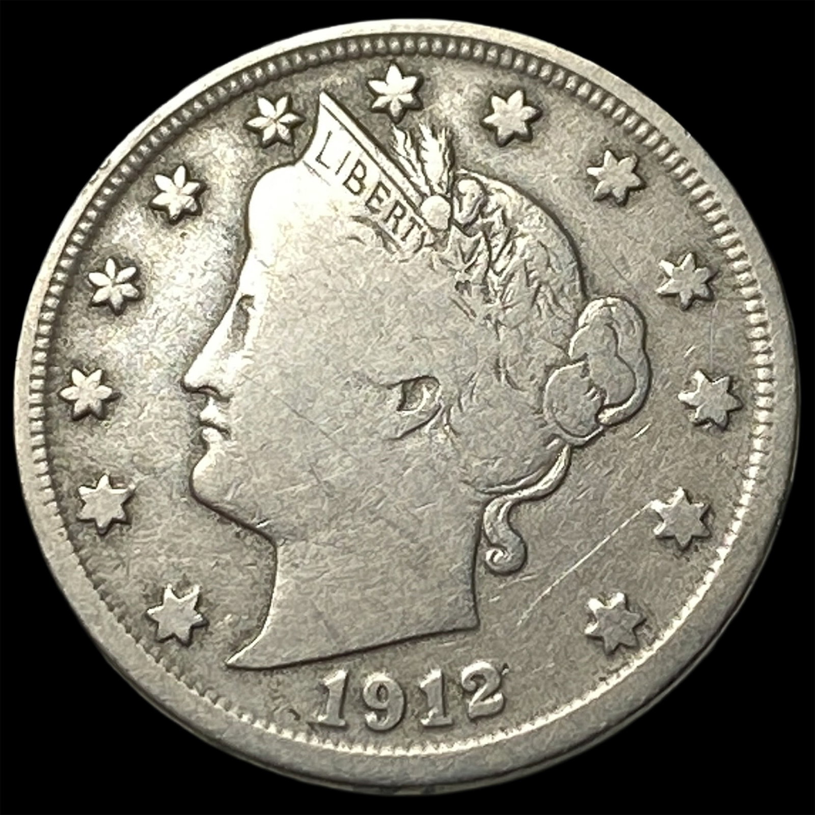 1912-S Liberty Head Nickel NICELY CIRCULATED: 1912-S Liberty Head Nickel NICELY CIRCULATED
