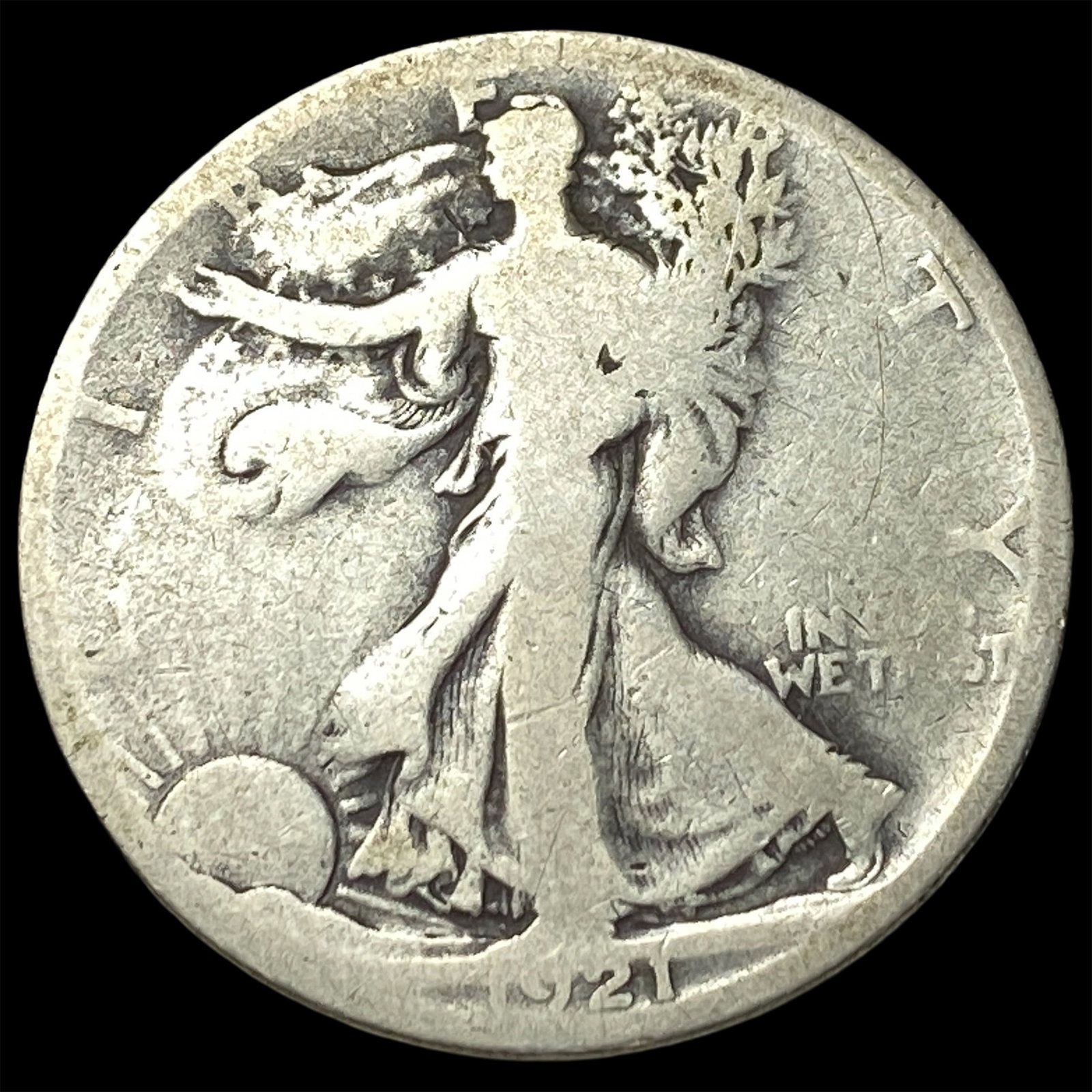 1921-S Silver Walking Liberty Half Dollar NICELY CIRCULATED: 1921-S Silver Walking Liberty Half Dollar NICELY CIRCULATED