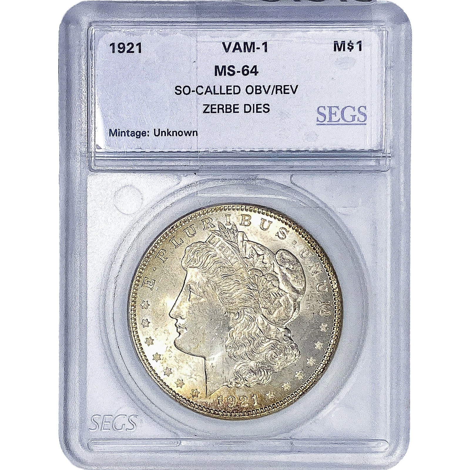 1921 Morgan Silver Dollar SEGS MS64 VAM-1: 1921 Morgan Silver Dollar SEGS MS64 VAM-1