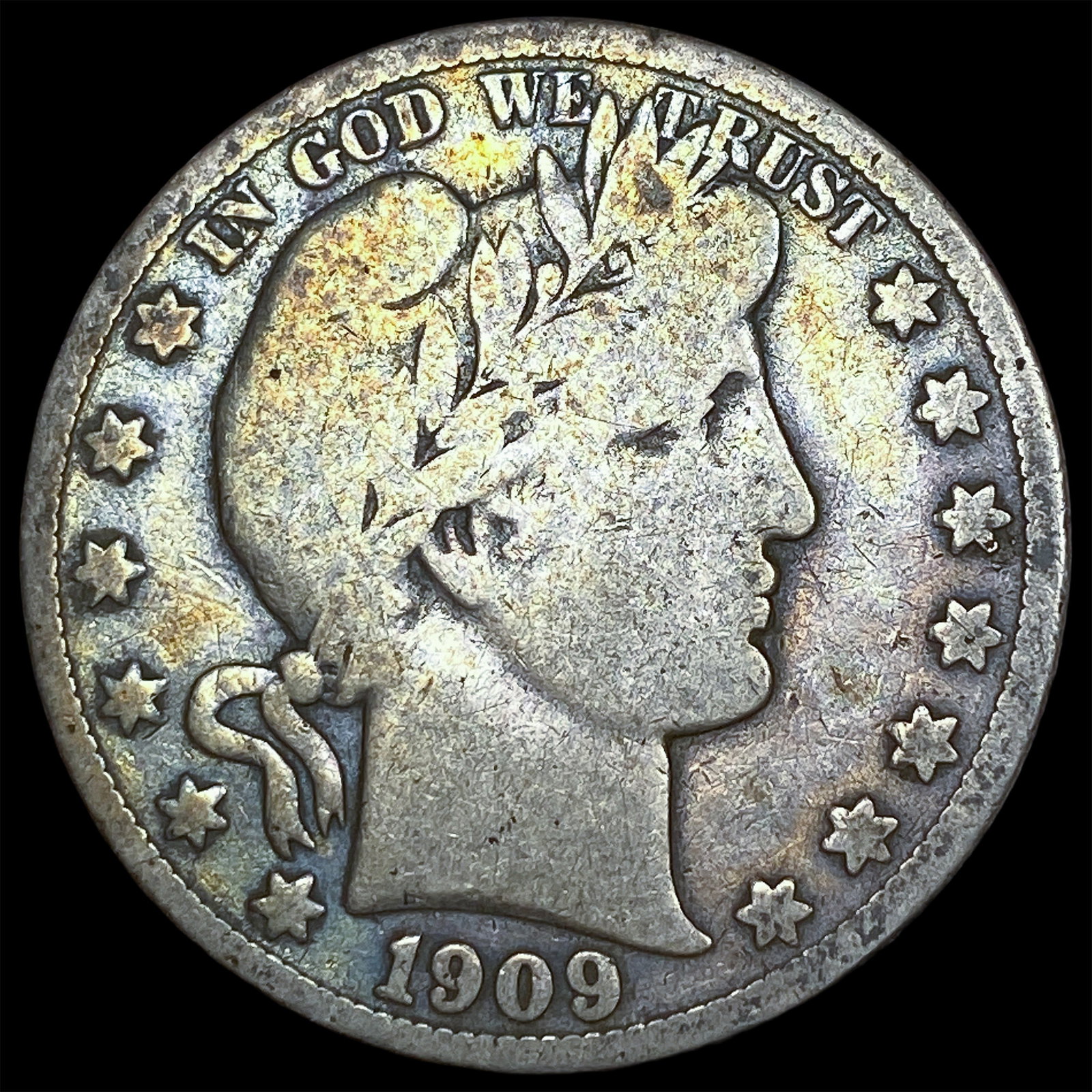 1909-S Silver Barber Half Dollar NICELY CIRCULATED: 1909-S Silver Barber Half Dollar NICELY CIRCULATED