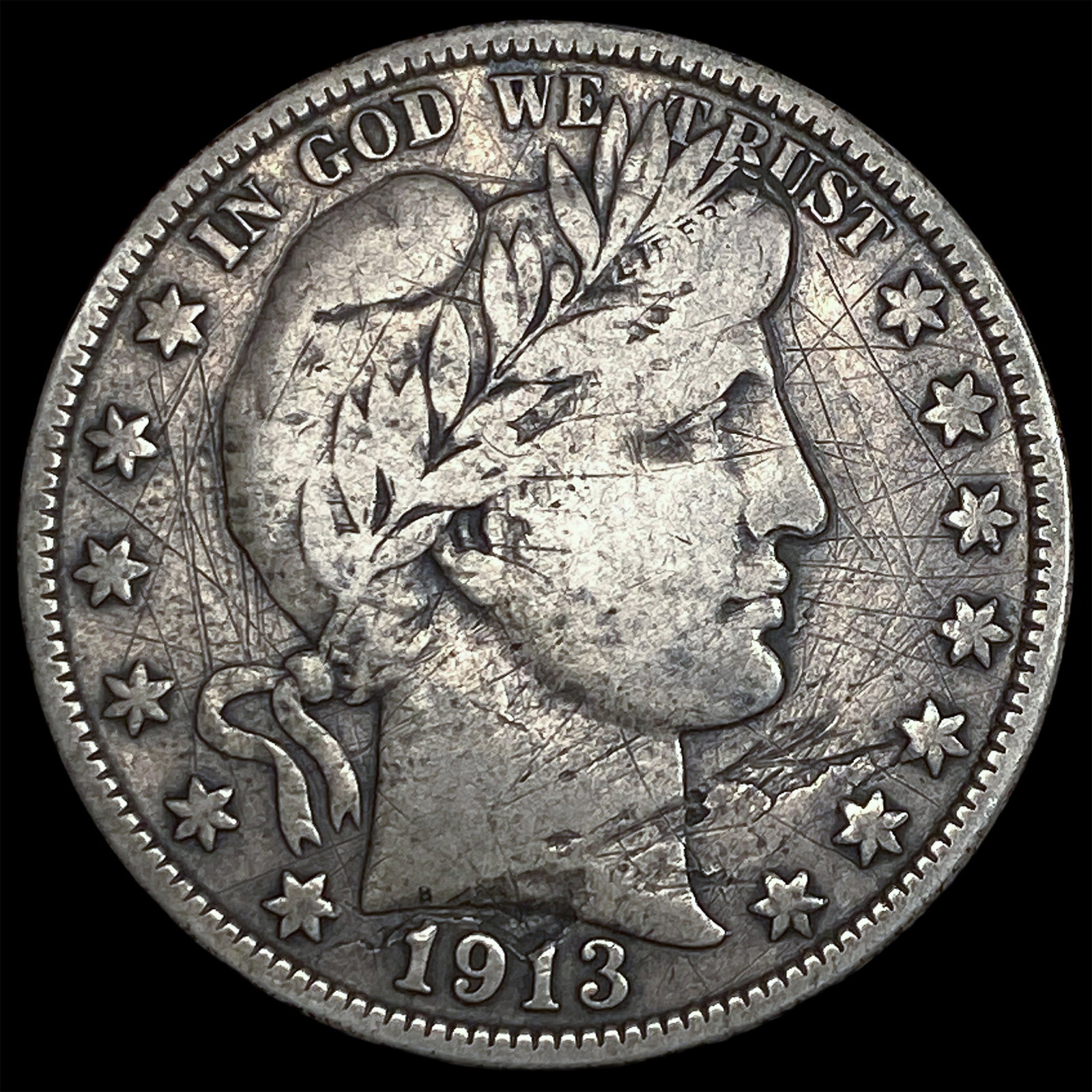 1913 Silver Barber Half Dollar LIGHTLY CIRCULATED: 1913 Silver Barber Half Dollar LIGHTLY CIRCULATED