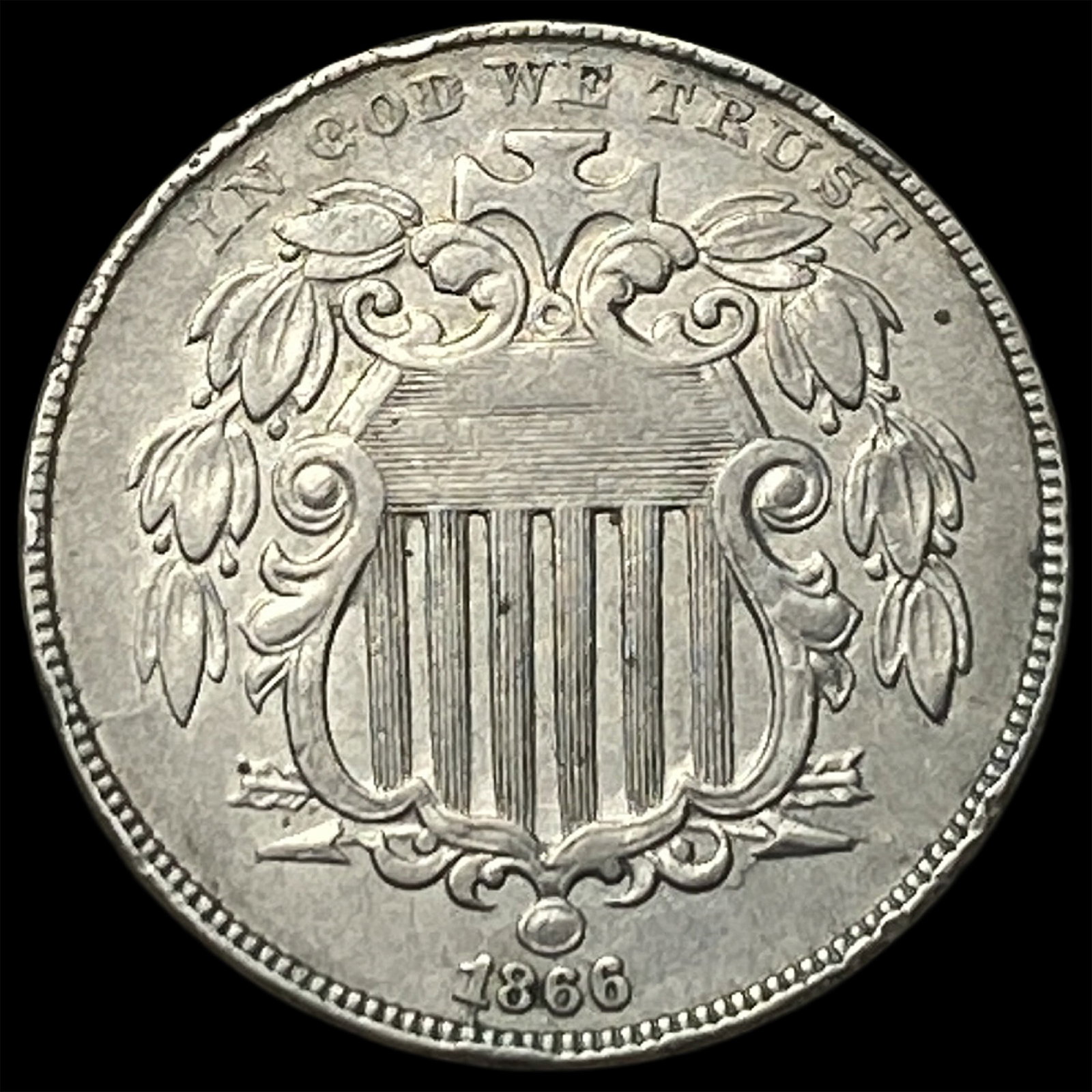 1866 Shield Nickel LIGHTLY CIRCULATED: 1866 Shield Nickel LIGHTLY CIRCULATED