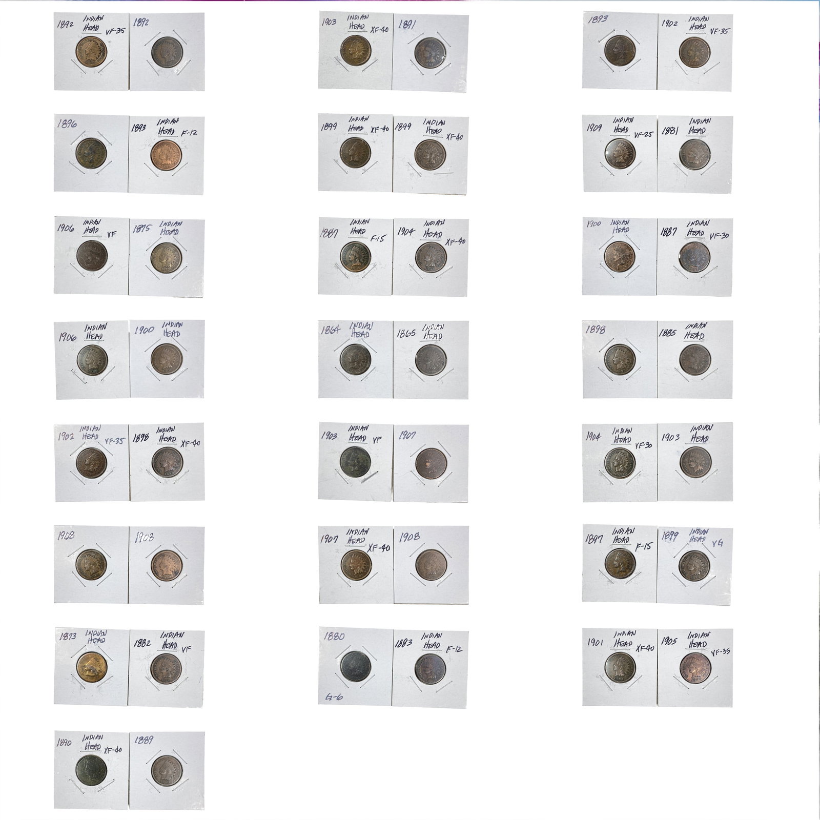 [46 Coins] 1864-1909 Indian Head Cent: [46 Coins] 1864-1909 Indian Head Cent