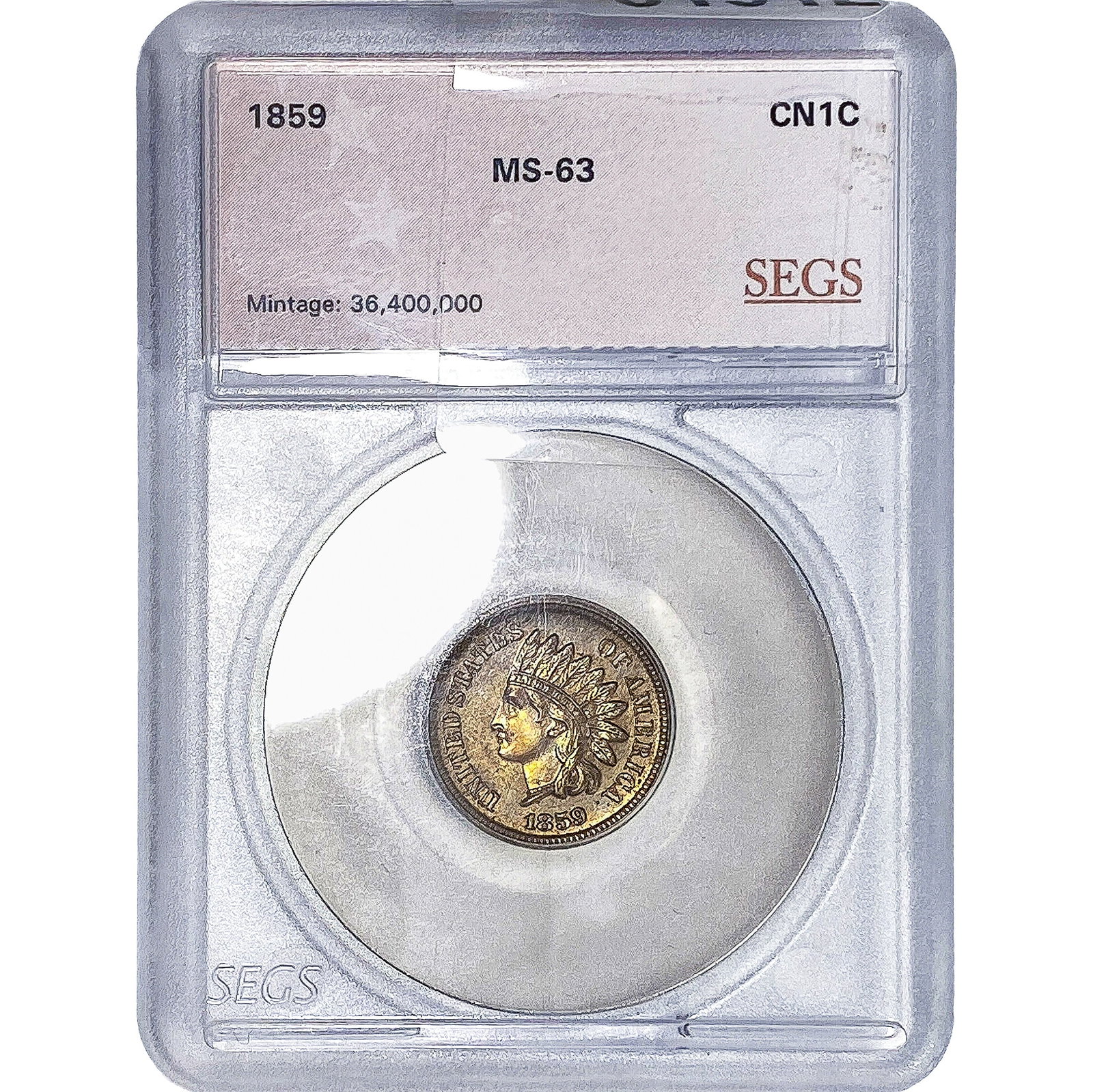 1859 Indian Head Cent SEGS MS63: 1859 Indian Head Cent SEGS MS63