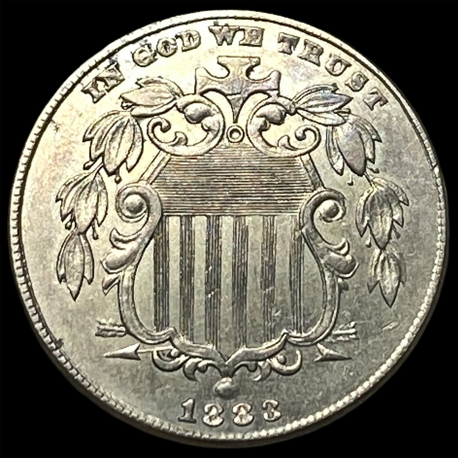 1883 Shield Nickel NEARLY UNCIRCULATED (1 of 2)